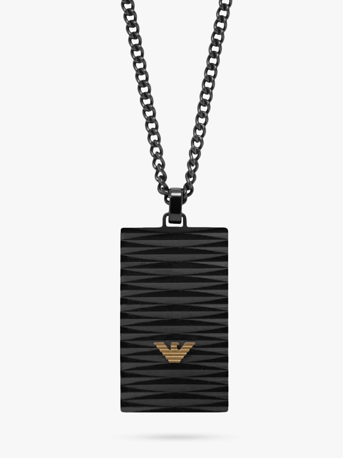 Emporio Armani Men's Logo Tag Pendant, Black at John Lewis & Partners