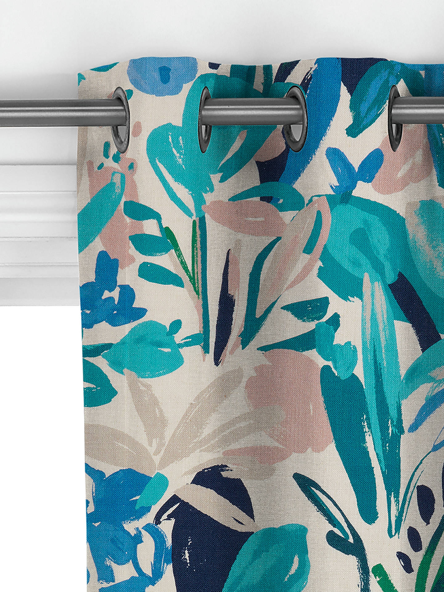 John Lewis Abstract Blossom Made to Measure Curtains, Turquoise
