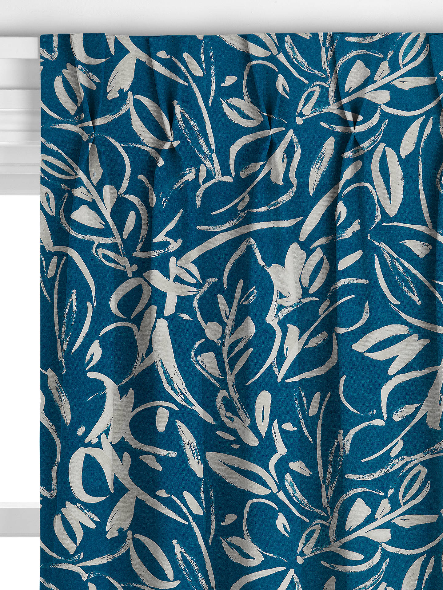 John Lewis Painted Leaves Made to Measure Curtains, Fjord