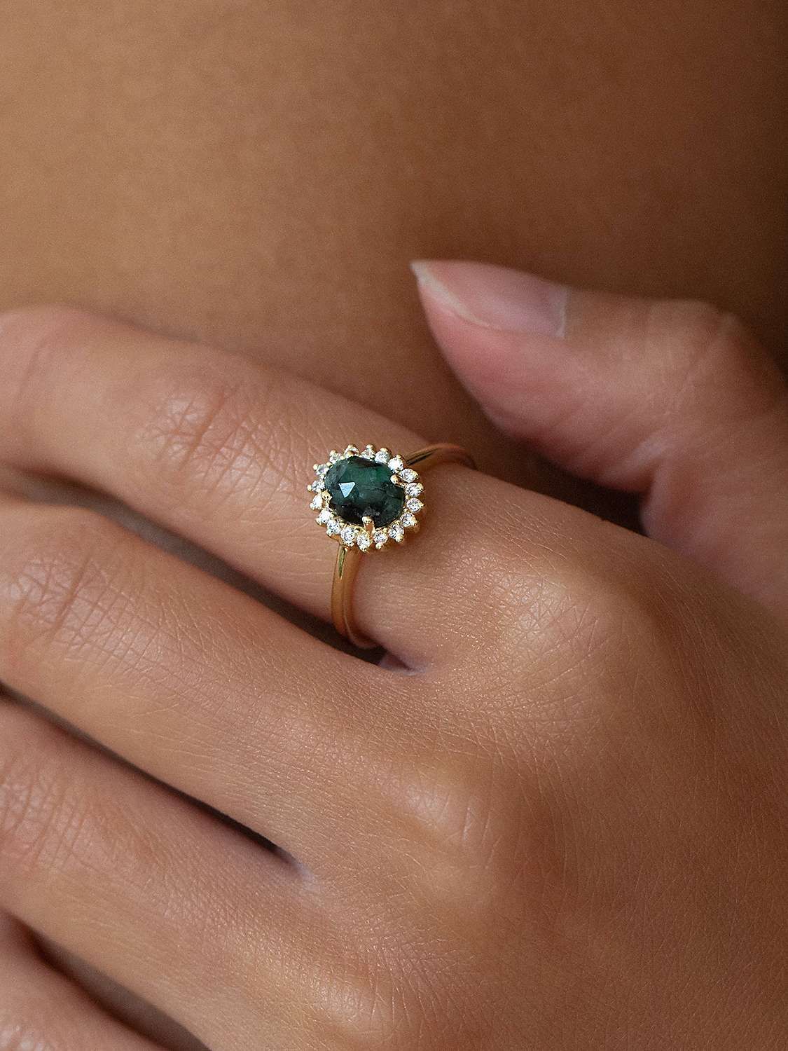 Buy Leah Alexandra Mini Antiquity Emerald & Cubic Zirconia Cocktail Ring, Gold Online at johnlewis.com