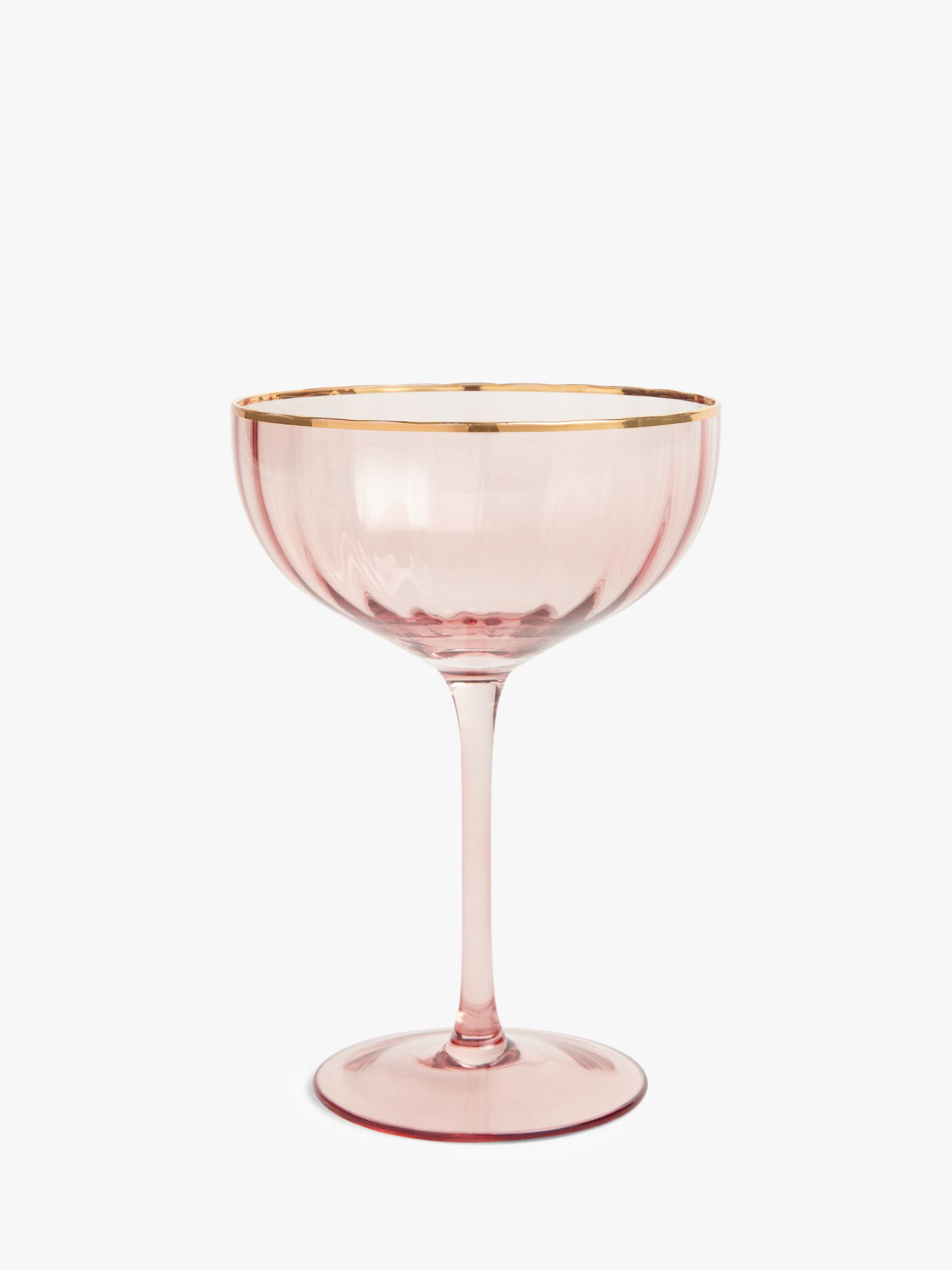 Association centeret Vanding John Lewis Christmas Ribbed Coupe Cocktail Glass, Set of 2, 298ml, Pink/Gold