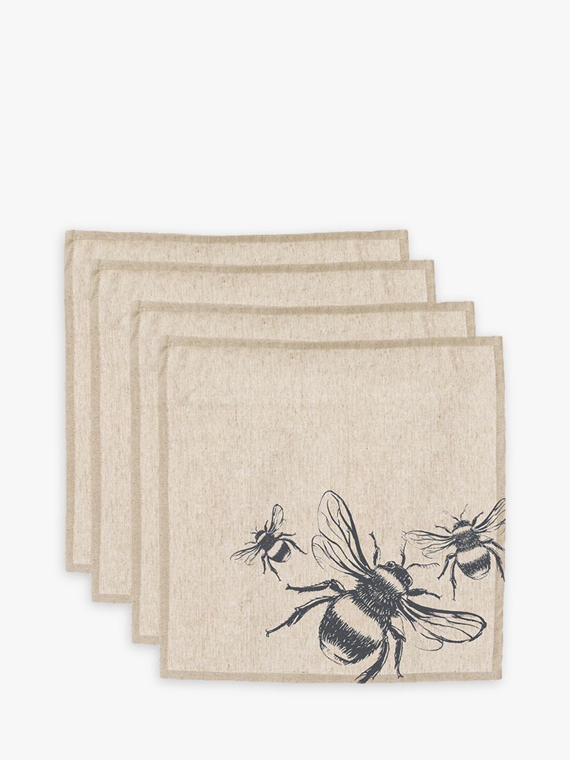 Linen Napkins, Set of 8 creamy white and greyish brown striped cloth n -  Linenbee