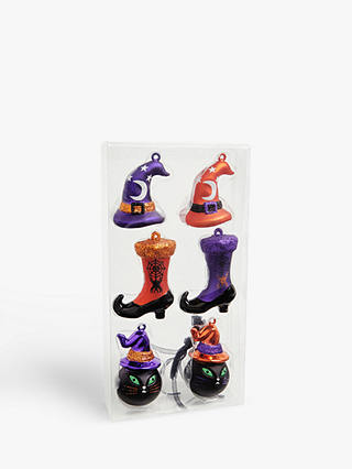 John Lewis Witch Hat, Cat and Boot Baubles, Pack of 6