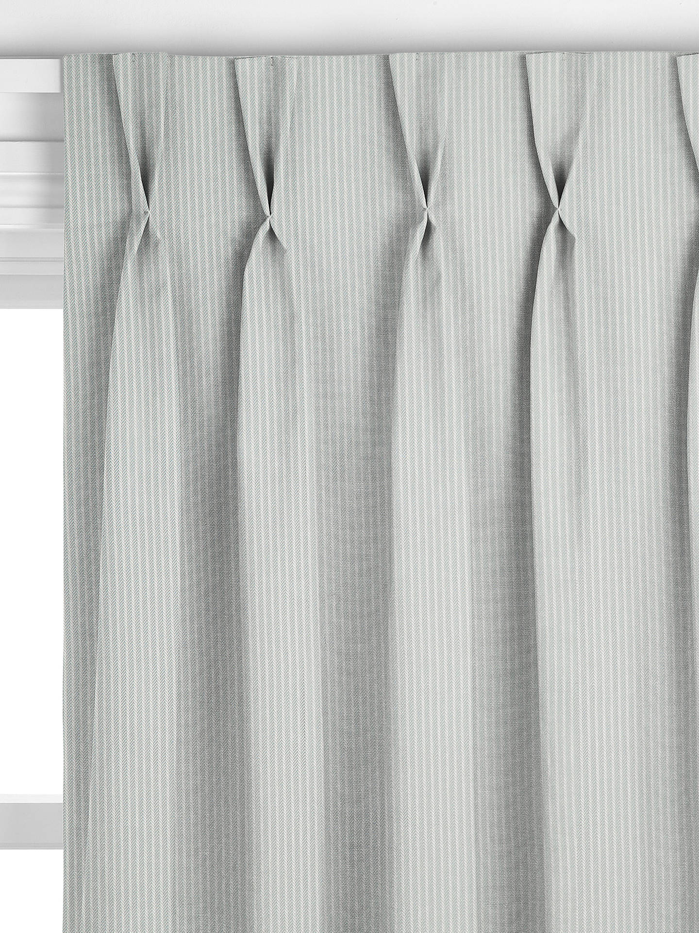 John Lewis Cotton Herringbone Stripe Made to Measure Curtains, Blue Grey