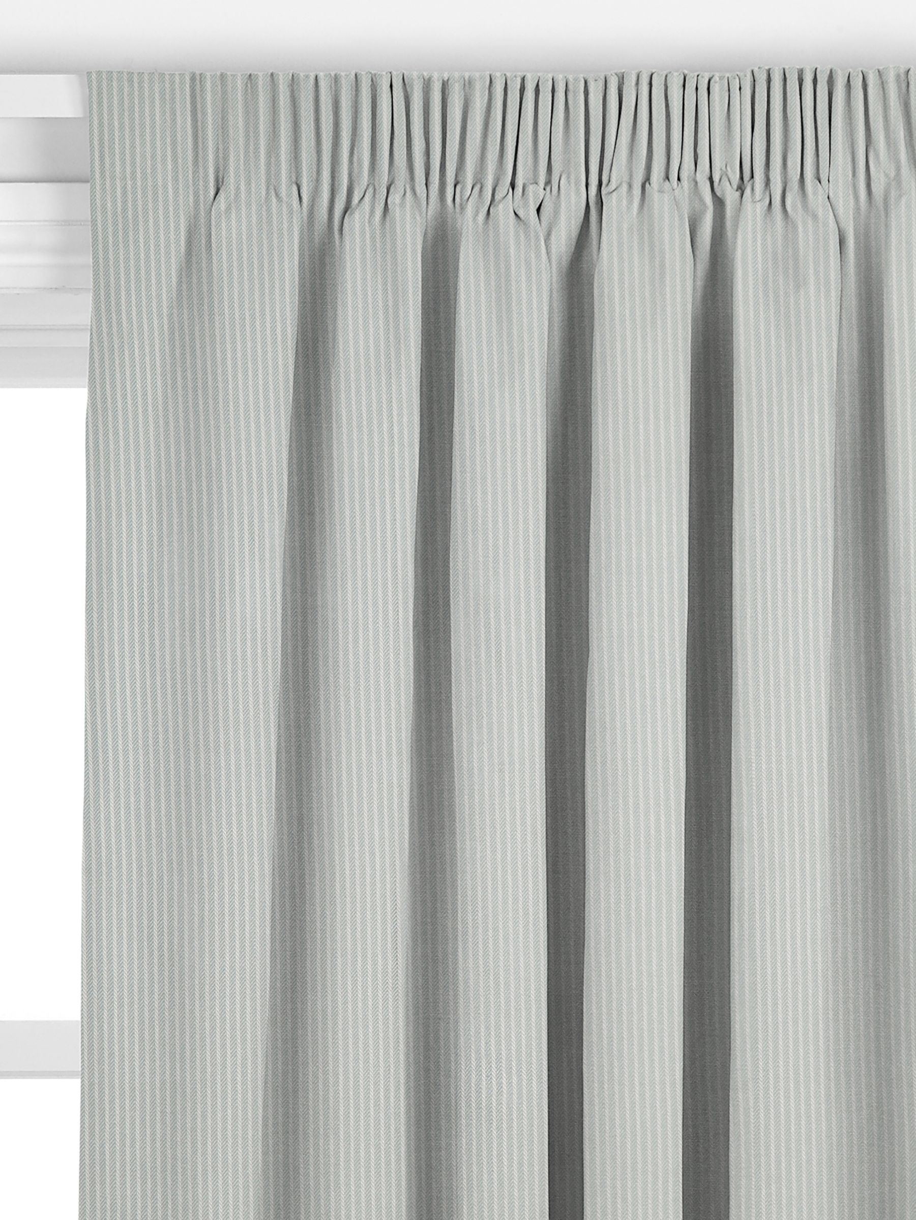 John Lewis Cotton Herringbone Stripe Made to Measure Curtains, Blue Grey