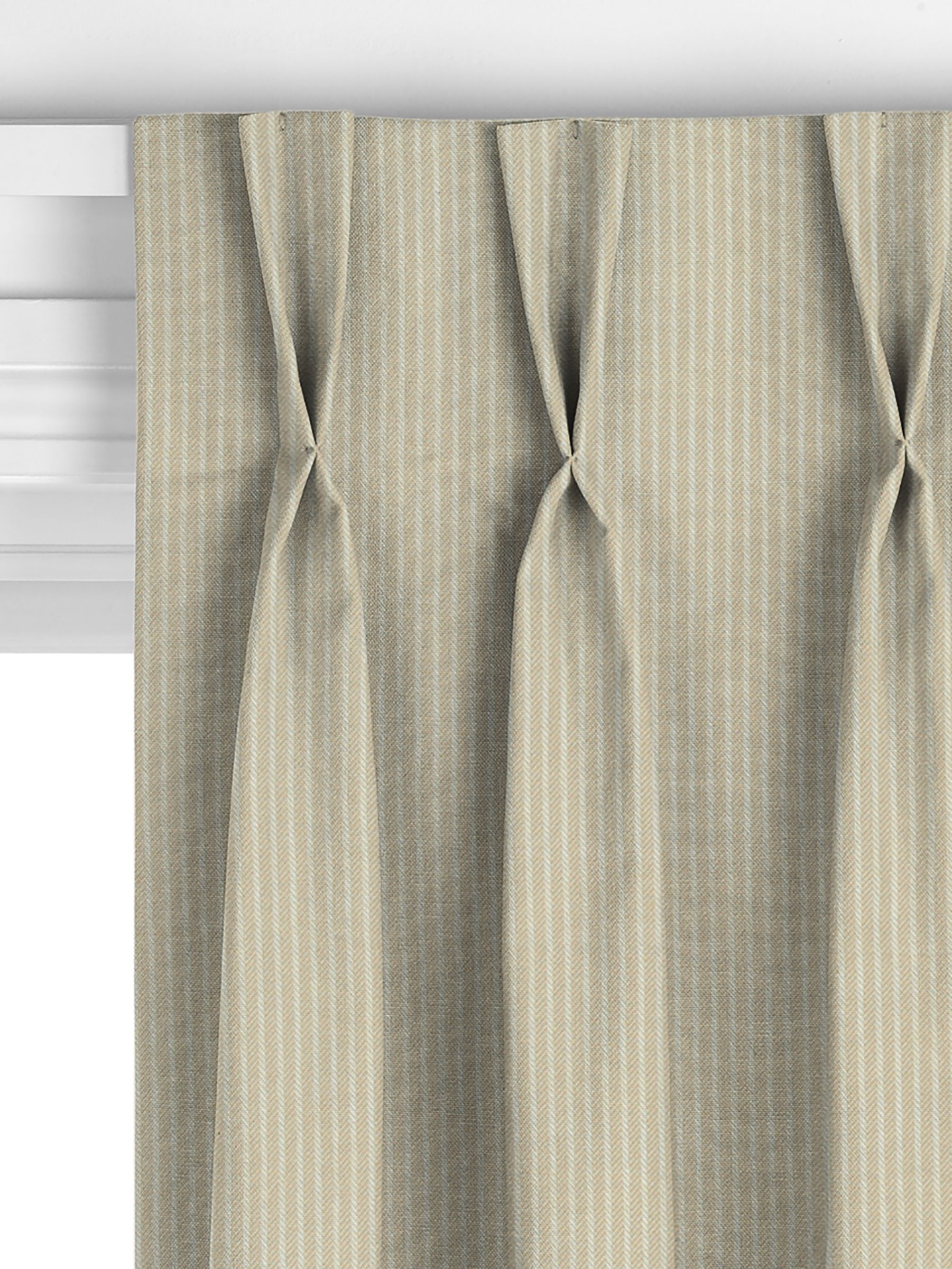 John Lewis Cotton Herringbone Stripe Made to Measure Curtains, Butter