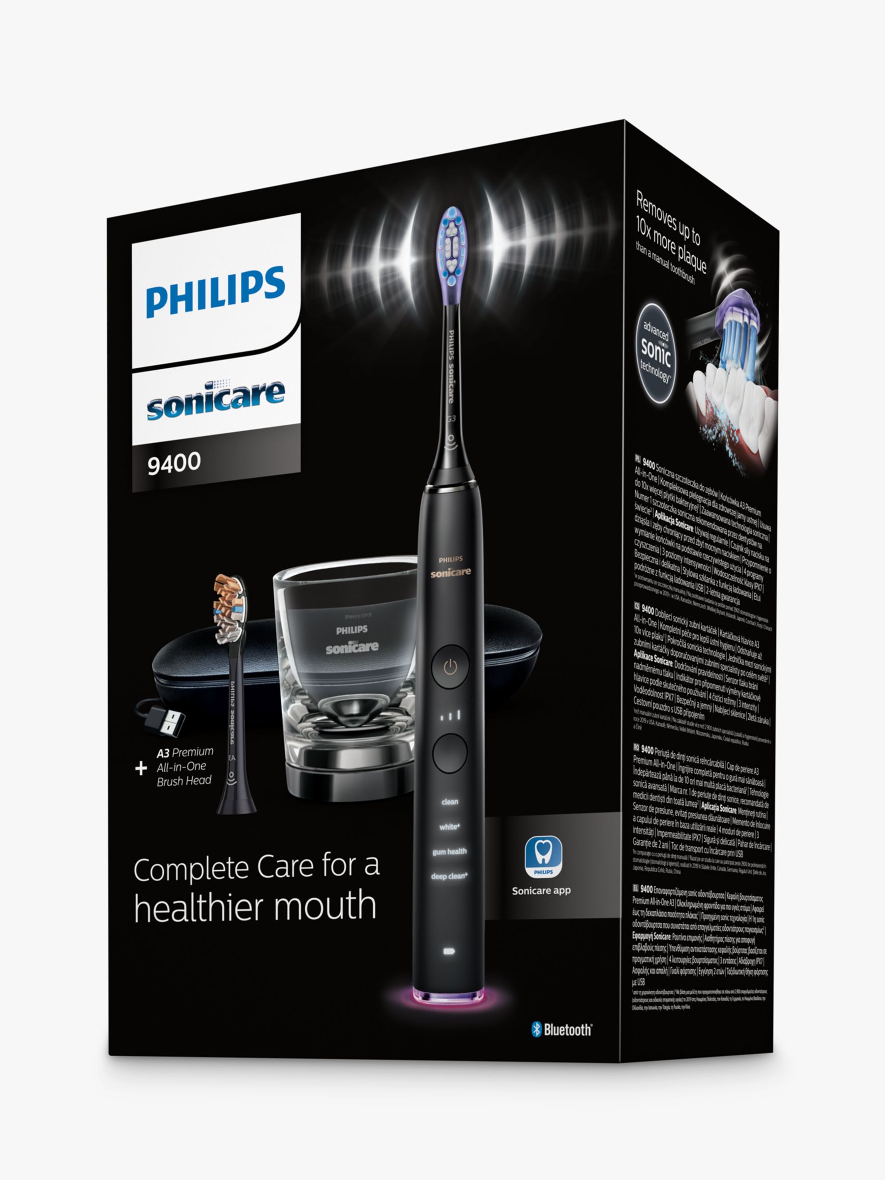 Philips Sonicare DiamondClean Smart 9400 Electric Toothbrush with Charging Case, Black