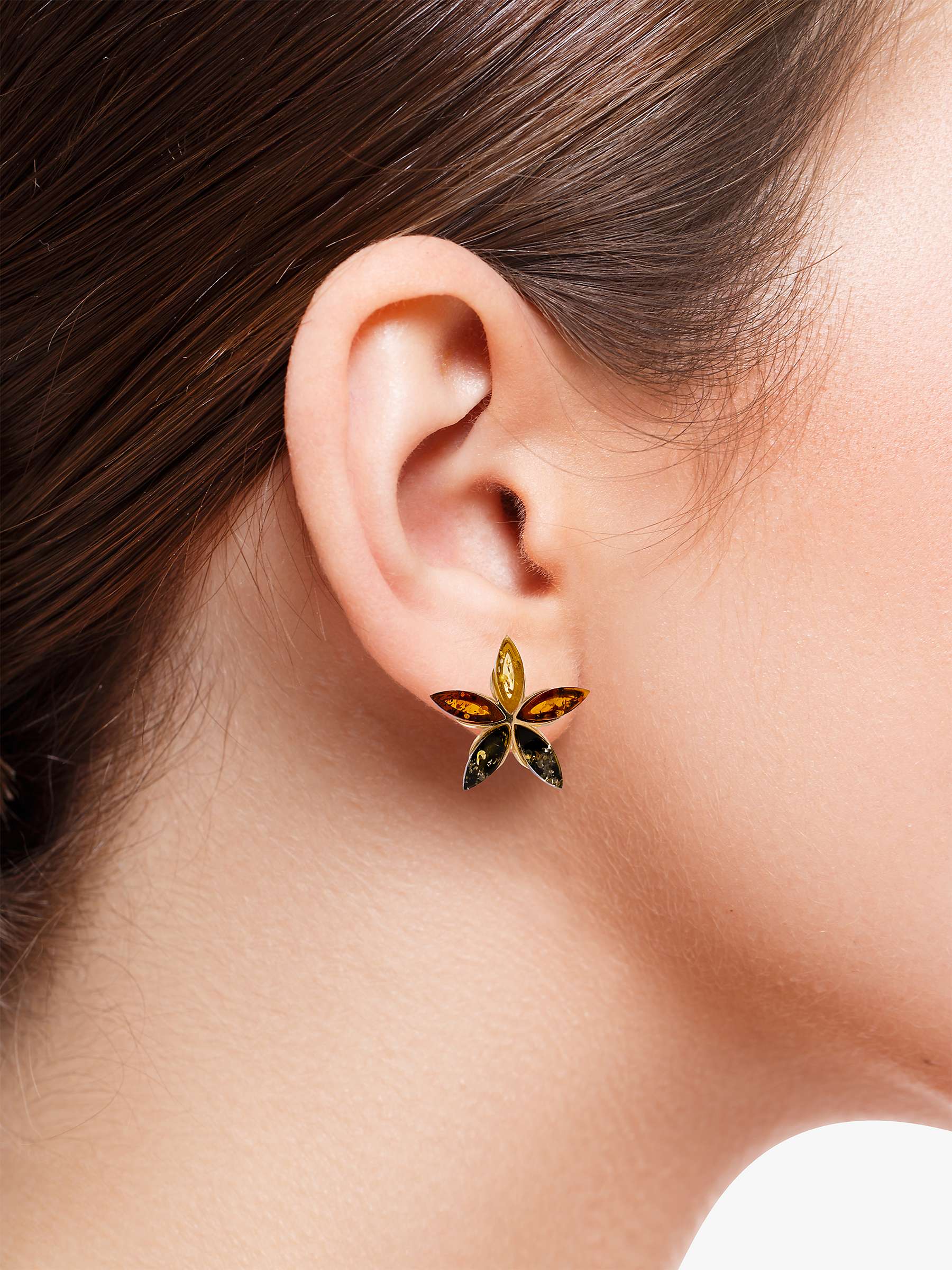 Buy Be-Jewelled Amber Flower Stud Earrings, Gold/Multi Online at johnlewis.com