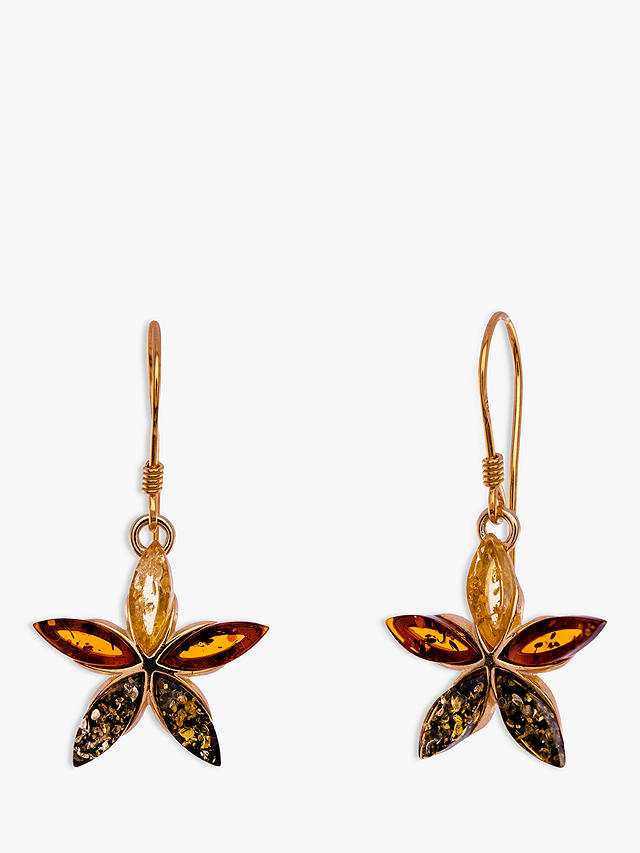 Be-Jewelled Amber Flower Drop Earrings, Gold/Multi