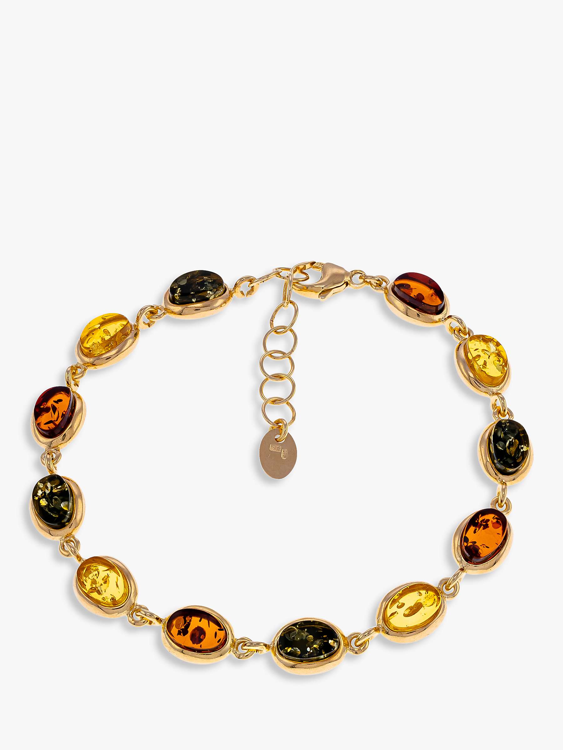 Buy Be-Jewelled Baltic Amber Oval Chain Bracelet, Gold/Multi Online at johnlewis.com