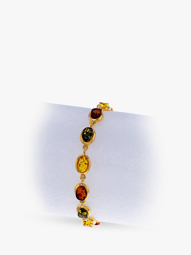Be-Jewelled Baltic Amber Oval Chain Bracelet, Gold/Multi