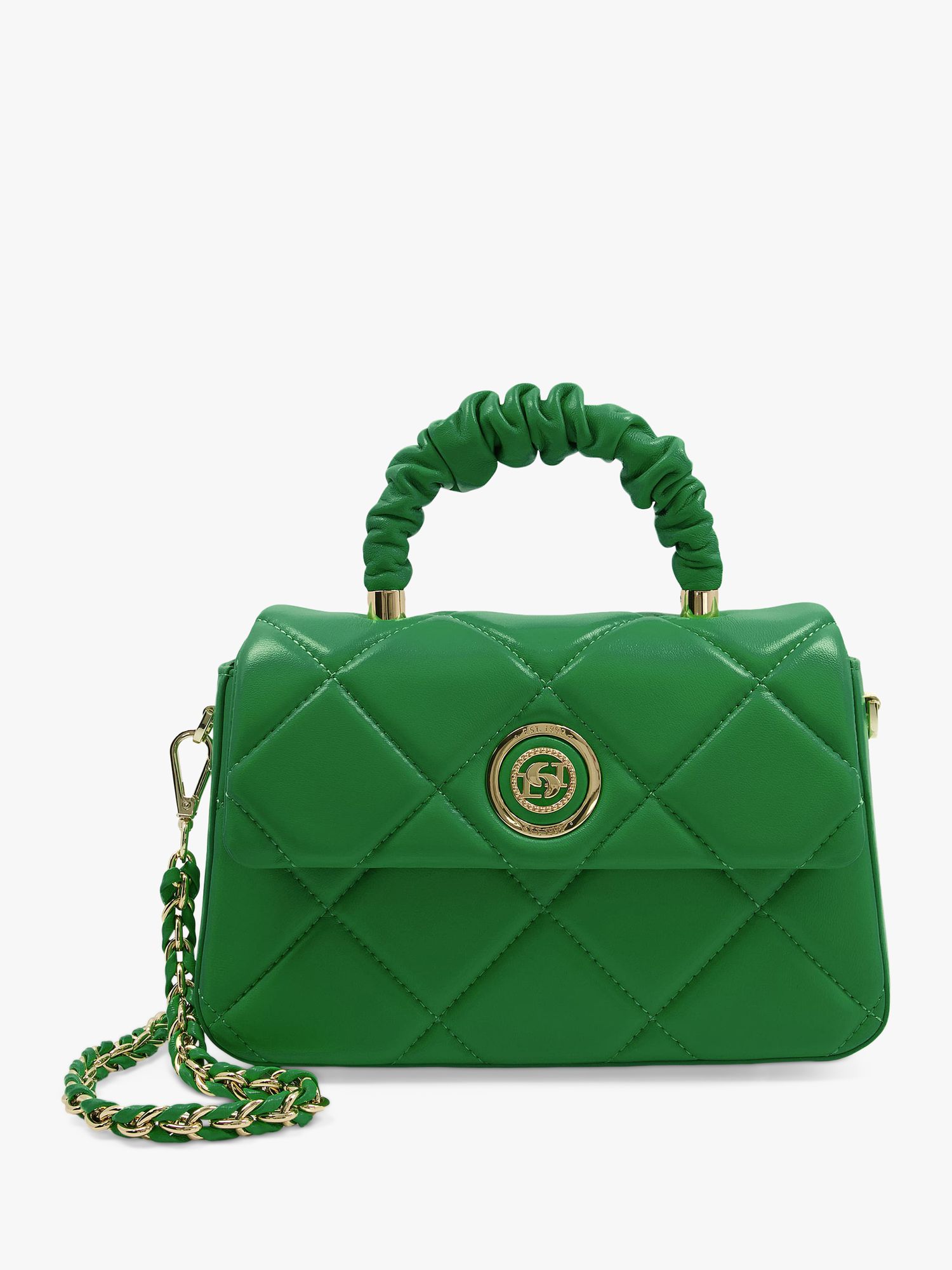 Dune Duchess Quilted Leather Grab Bag, Green at John Lewis & Partners