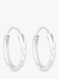 Simply Silver Diamond Cut Hoop Earrings, Silver