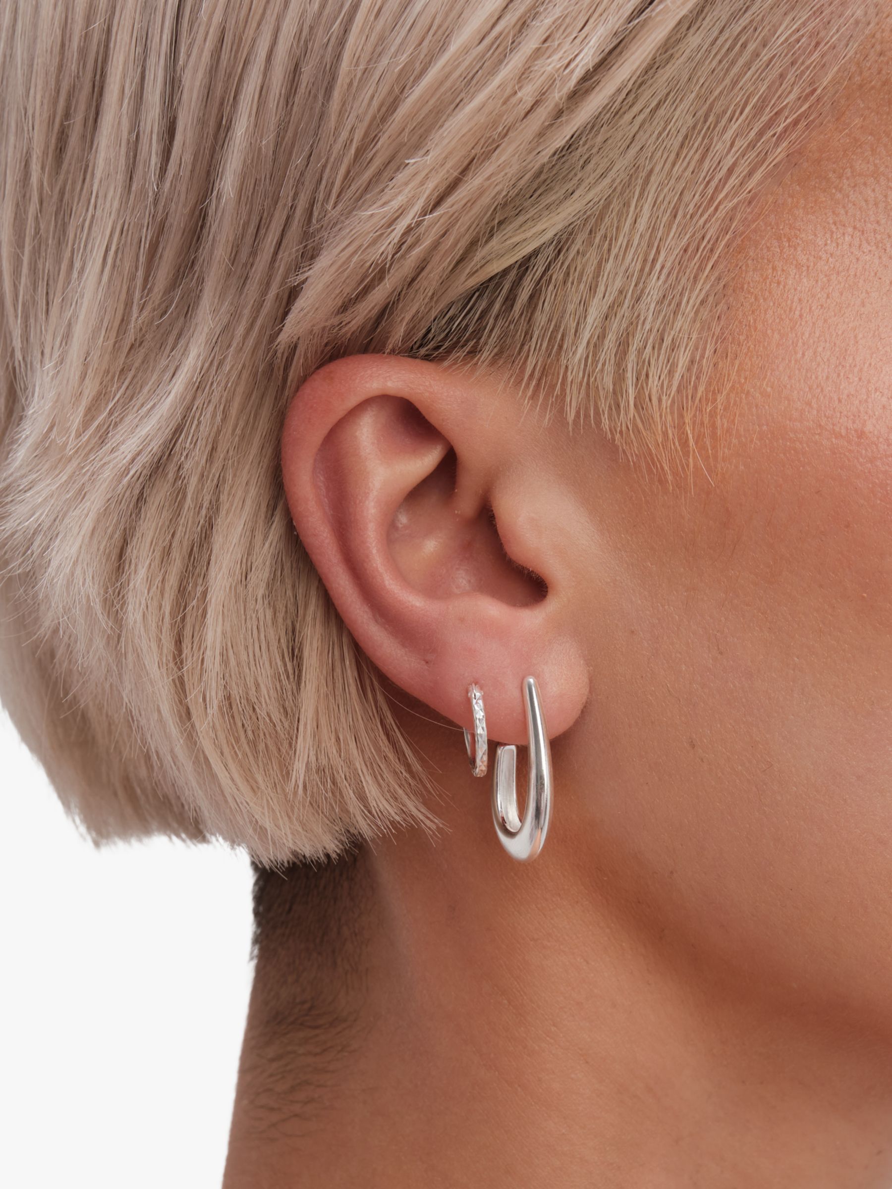 Buy Simply Silver Diamond Cut Hoop Earrings, Silver Online at johnlewis.com