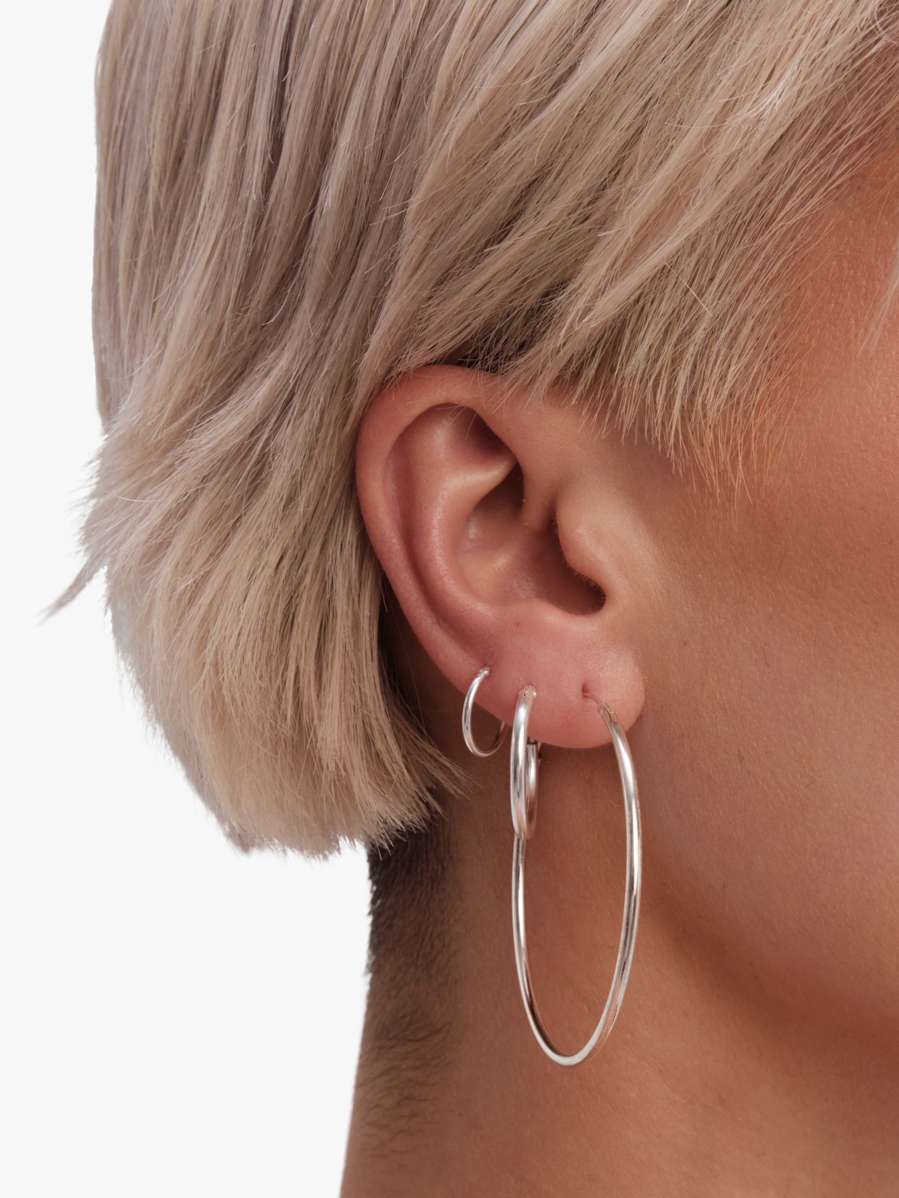 Buy Simply Silver Medium Hoop Earrings, Silver Online at johnlewis.com