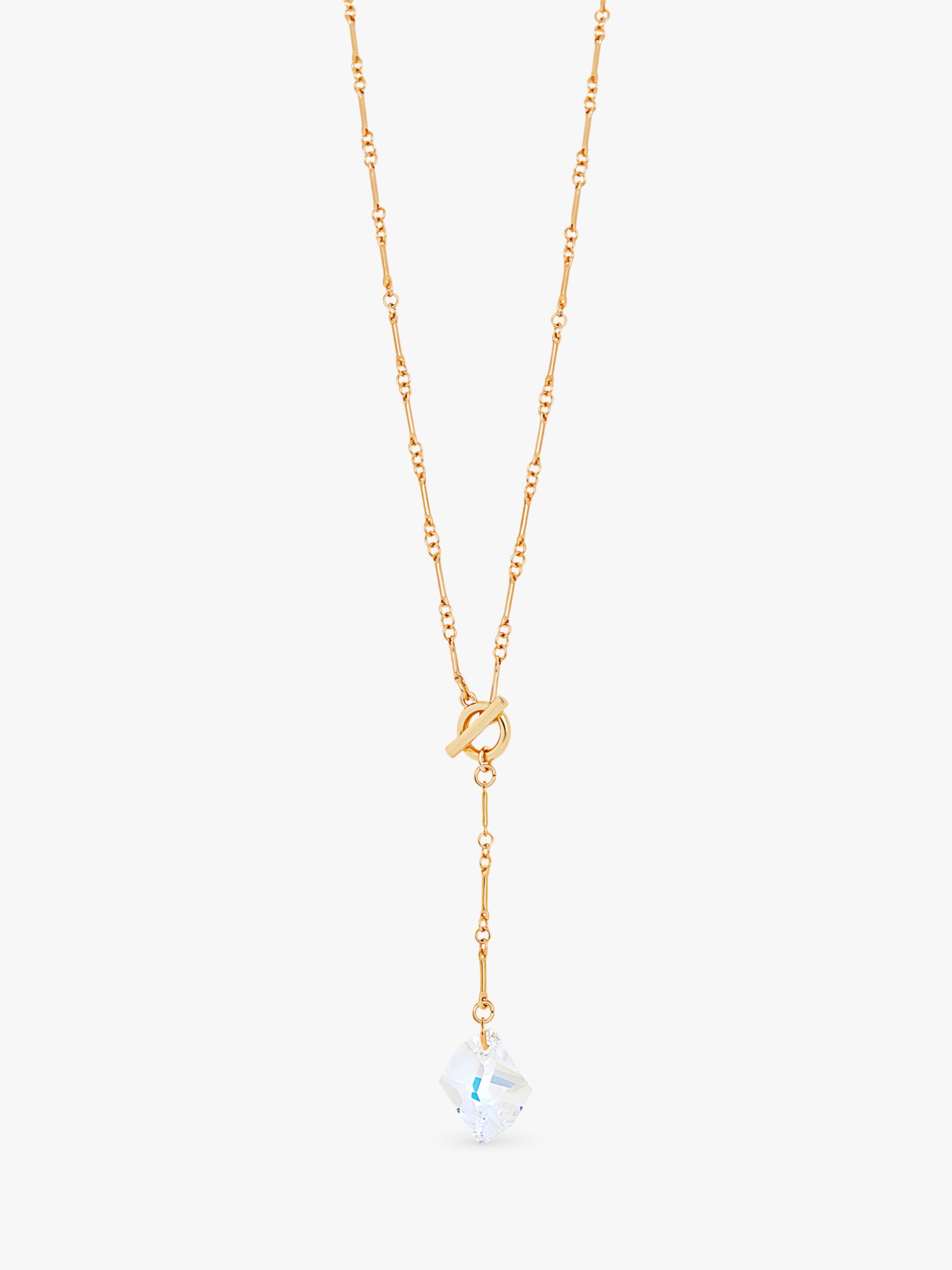 Jon Richard Aurora Borealis Crystal Lariat T-Bar Pendant Necklace, Gold ...