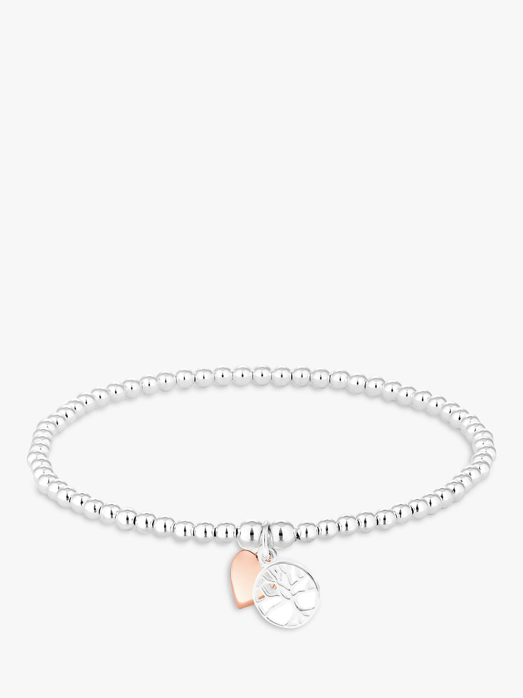 Buy Simply Silver Tree Of Love and Heart Stretch Beaded Bracelet, Silver Online at johnlewis.com