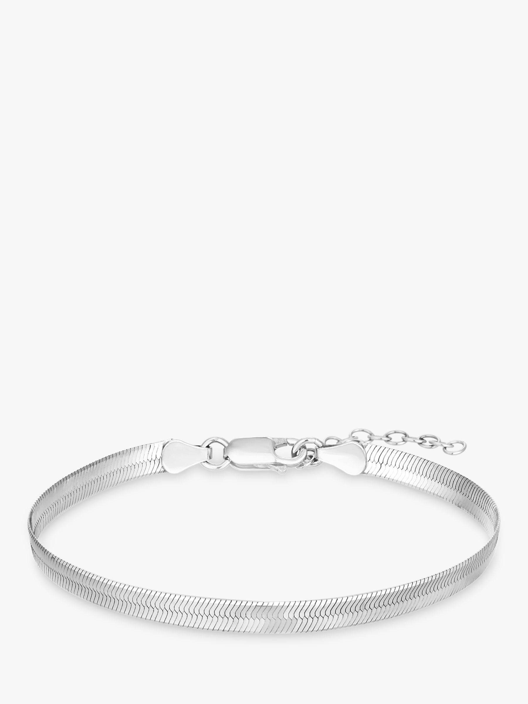 Buy Simply Silver Flat Snake Chain Bracelet, Silver Online at johnlewis.com
