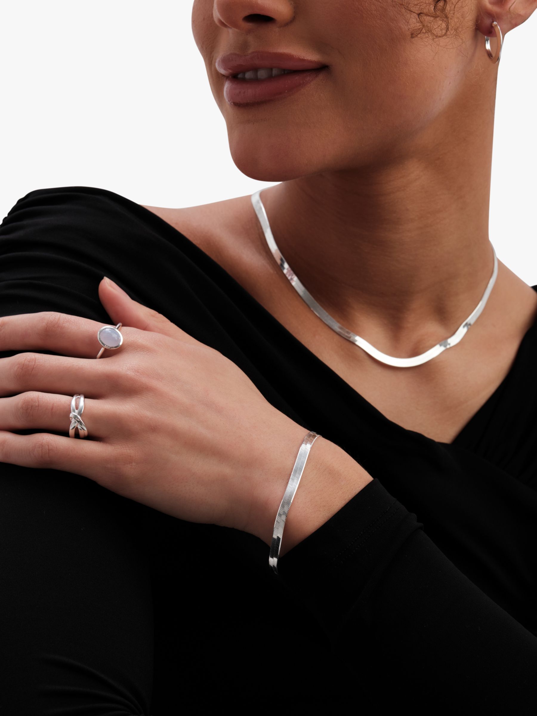 Buy Simply Silver Flat Snake Chain Bracelet, Silver Online at johnlewis.com