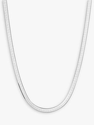 Simply Silver Flat Snake Chain Necklace, Silver