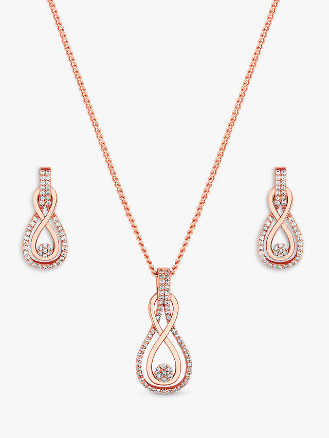Jon Richard Cubic Zirconia Infinity Surround Pendant Necklace and Earrings Jewellery Set