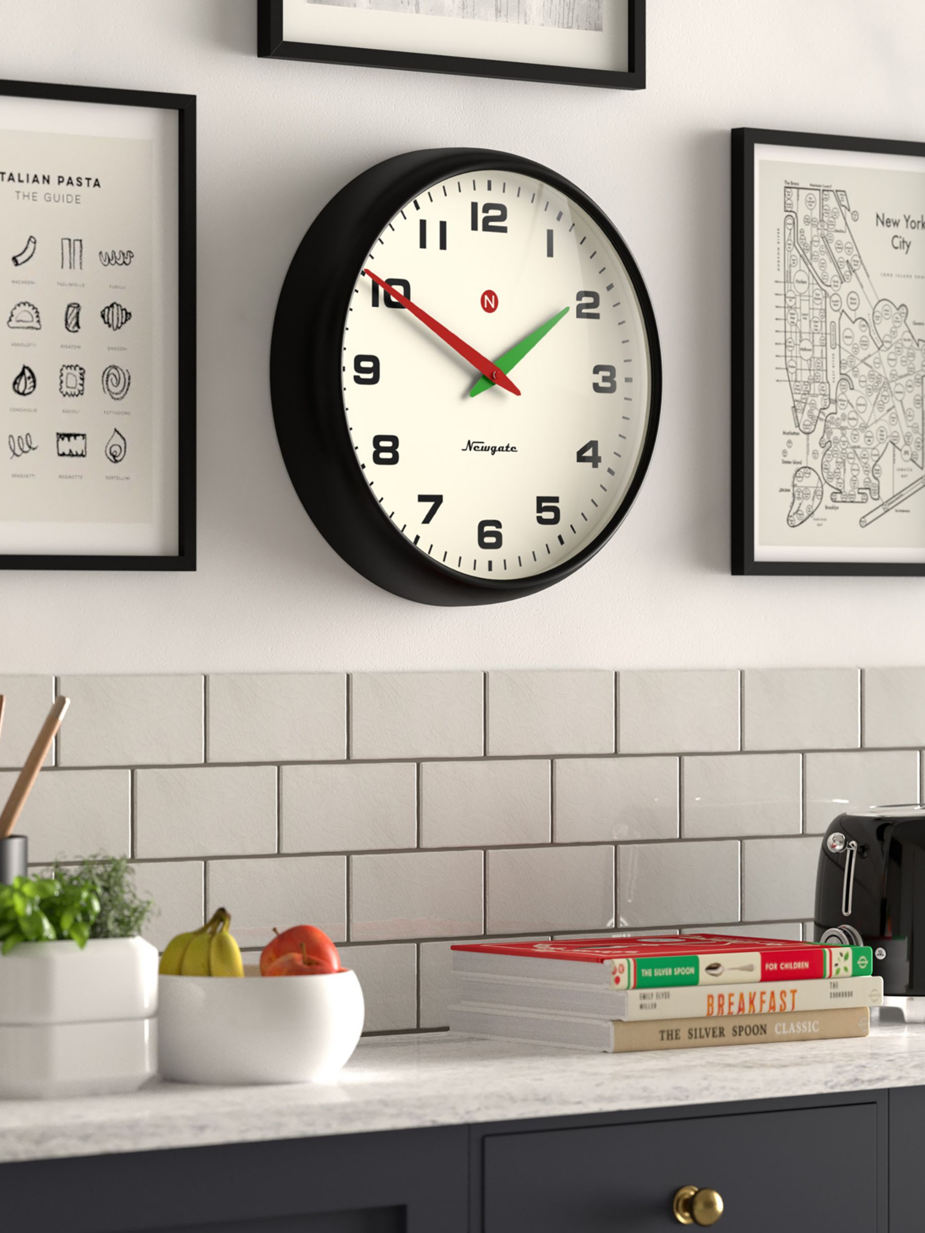 Newgate Clocks Superstore Retro Metal Quartz Wall Clock, 40cm, Black