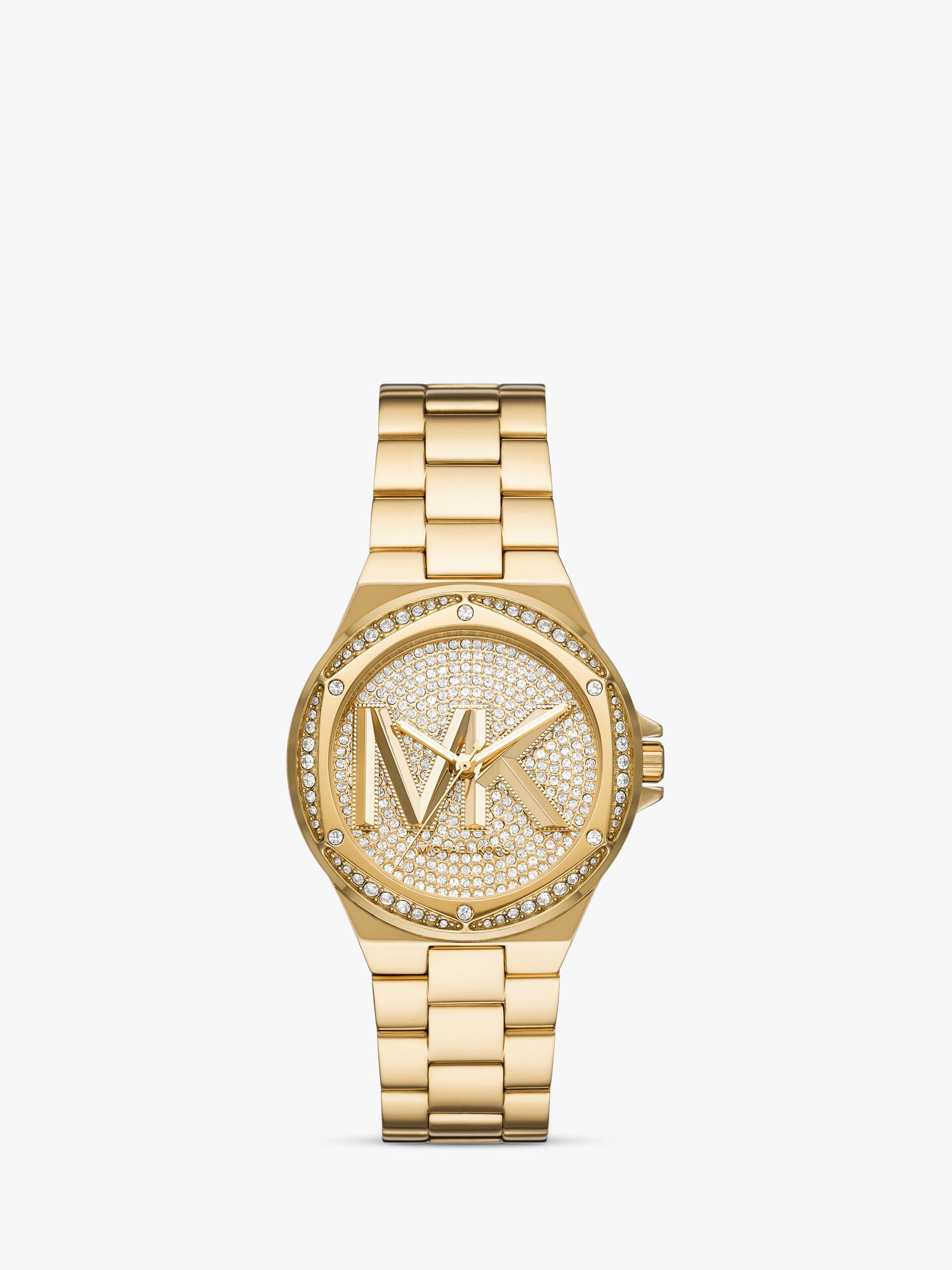 Michael Kors Lennox Cubic Zirconia Bracelet Strap Watch, Gold at John Lewis  & Partners