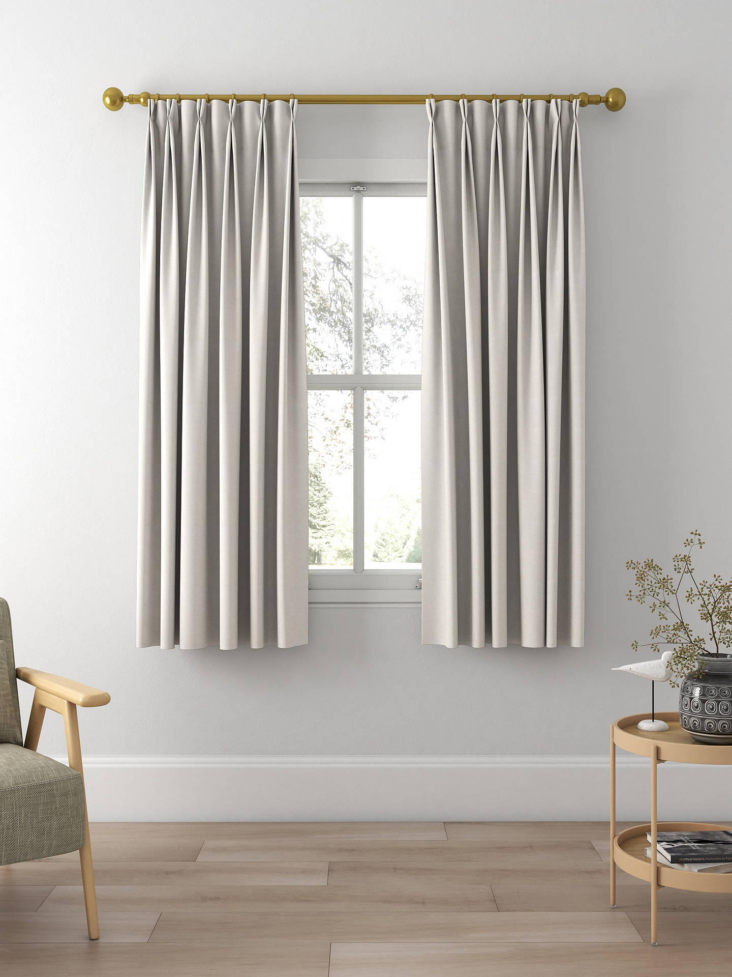 Laura Ashley Swanson Made to Measure Curtains, Dove Grey