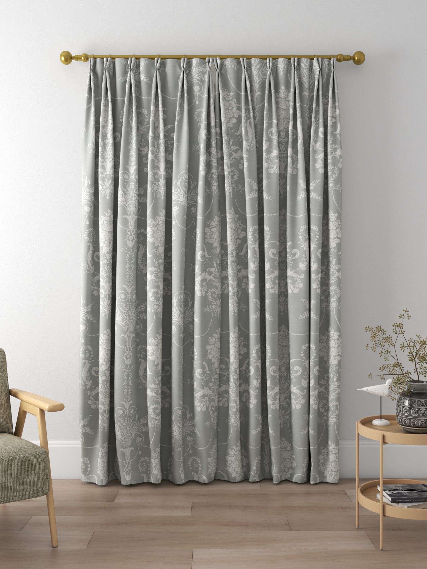 Laura Ashley Josette Made to Measure Curtains, Steel