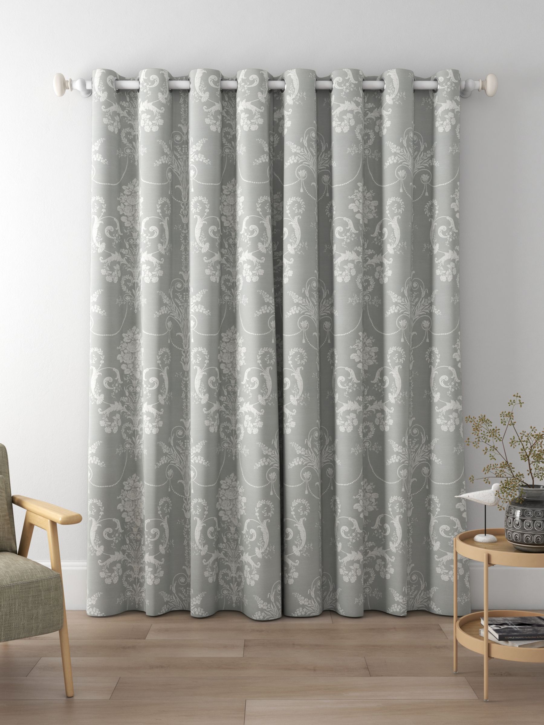 Laura Ashley Josette Made to Measure Curtains, Steel