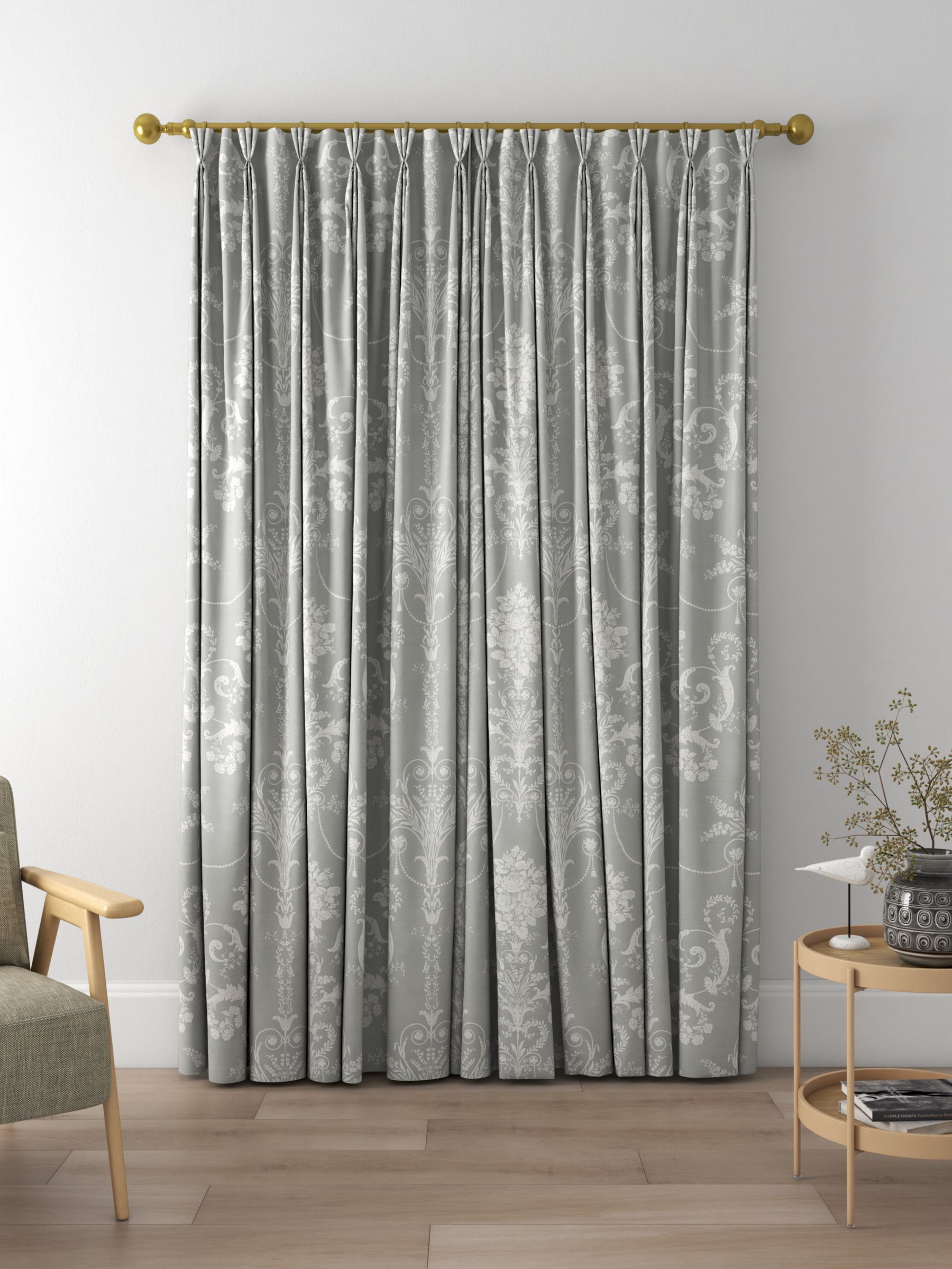 Laura Ashley Josette Made to Measure Curtains, Steel