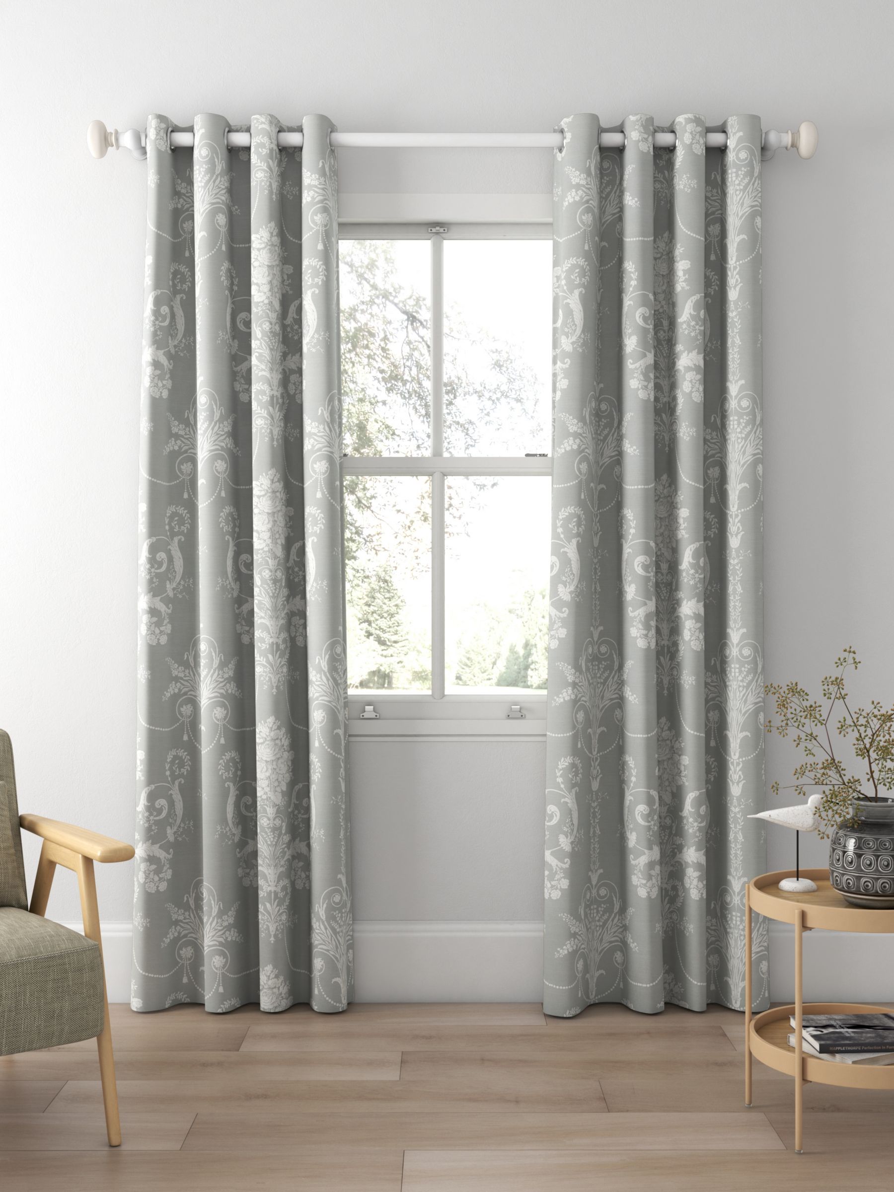 Laura Ashley Josette Made to Measure Curtains, Steel