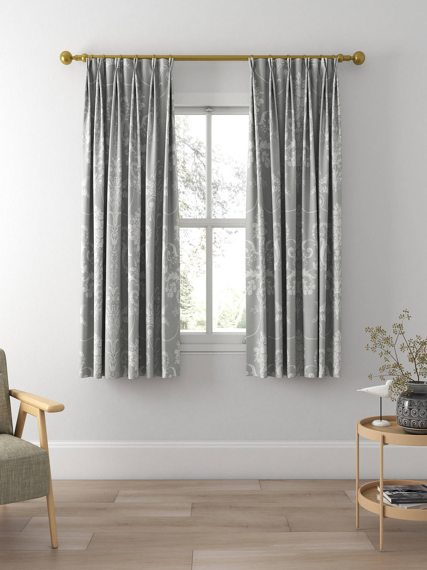 Laura Ashley Josette Made to Measure Curtains, Steel