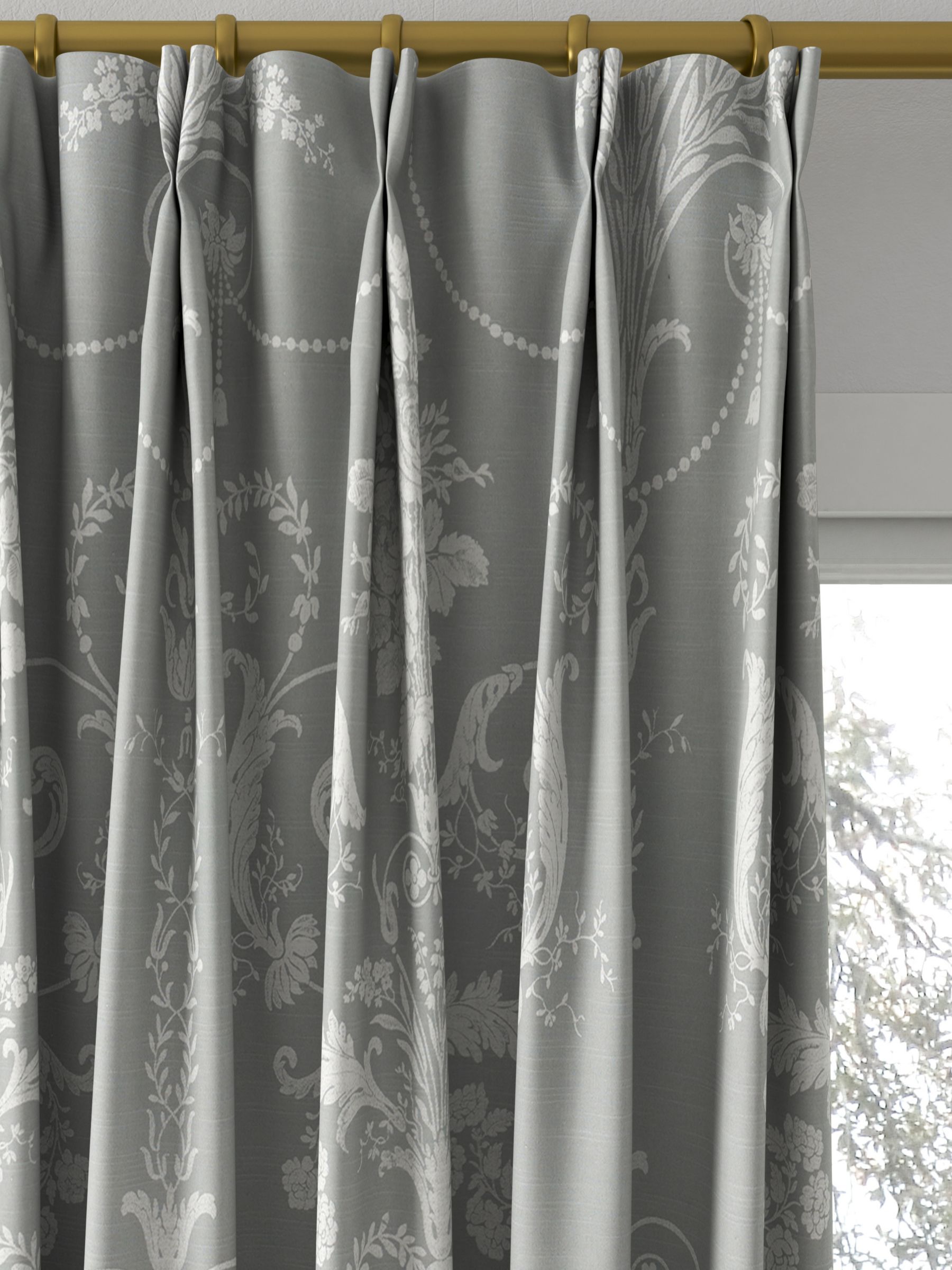 Laura Ashley Josette Made to Measure Curtains, Steel