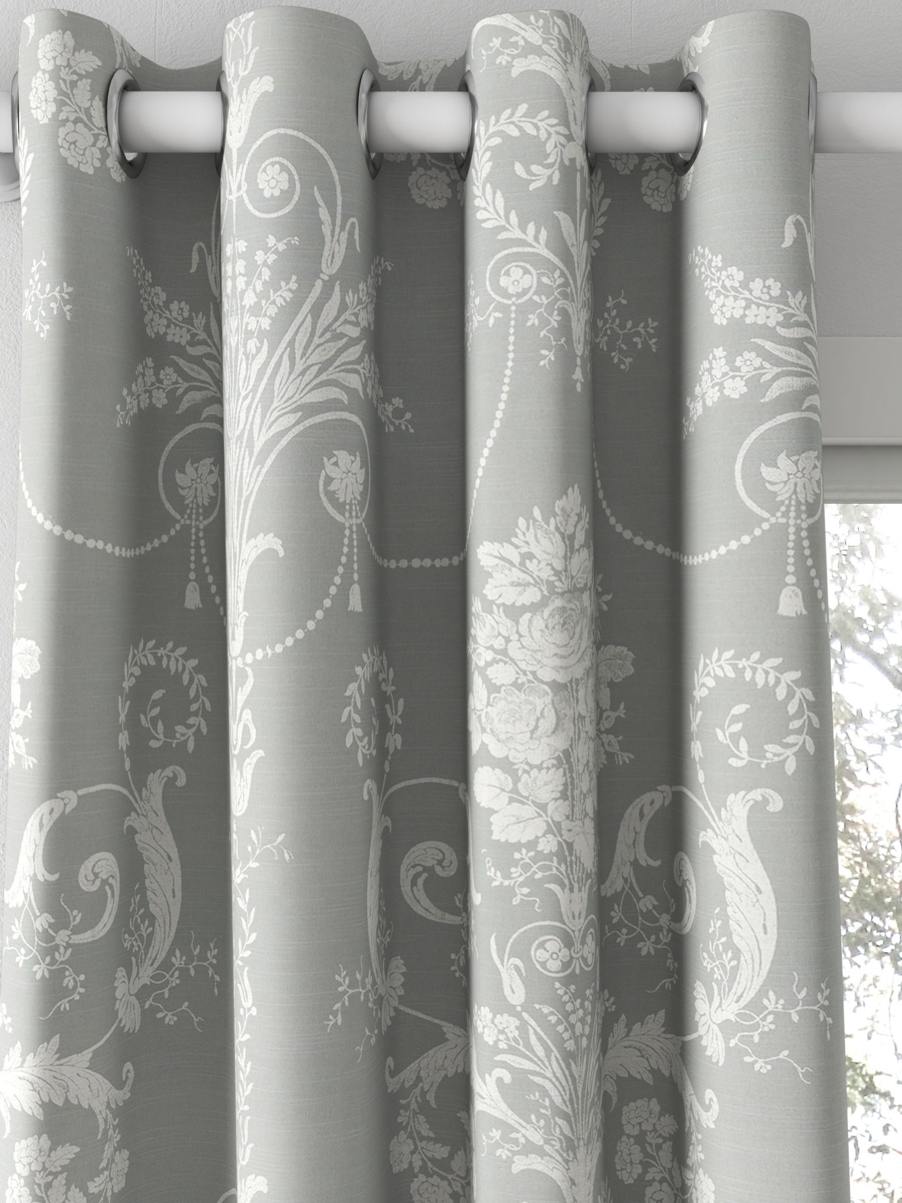 Laura Ashley Josette Made to Measure Curtains, Steel