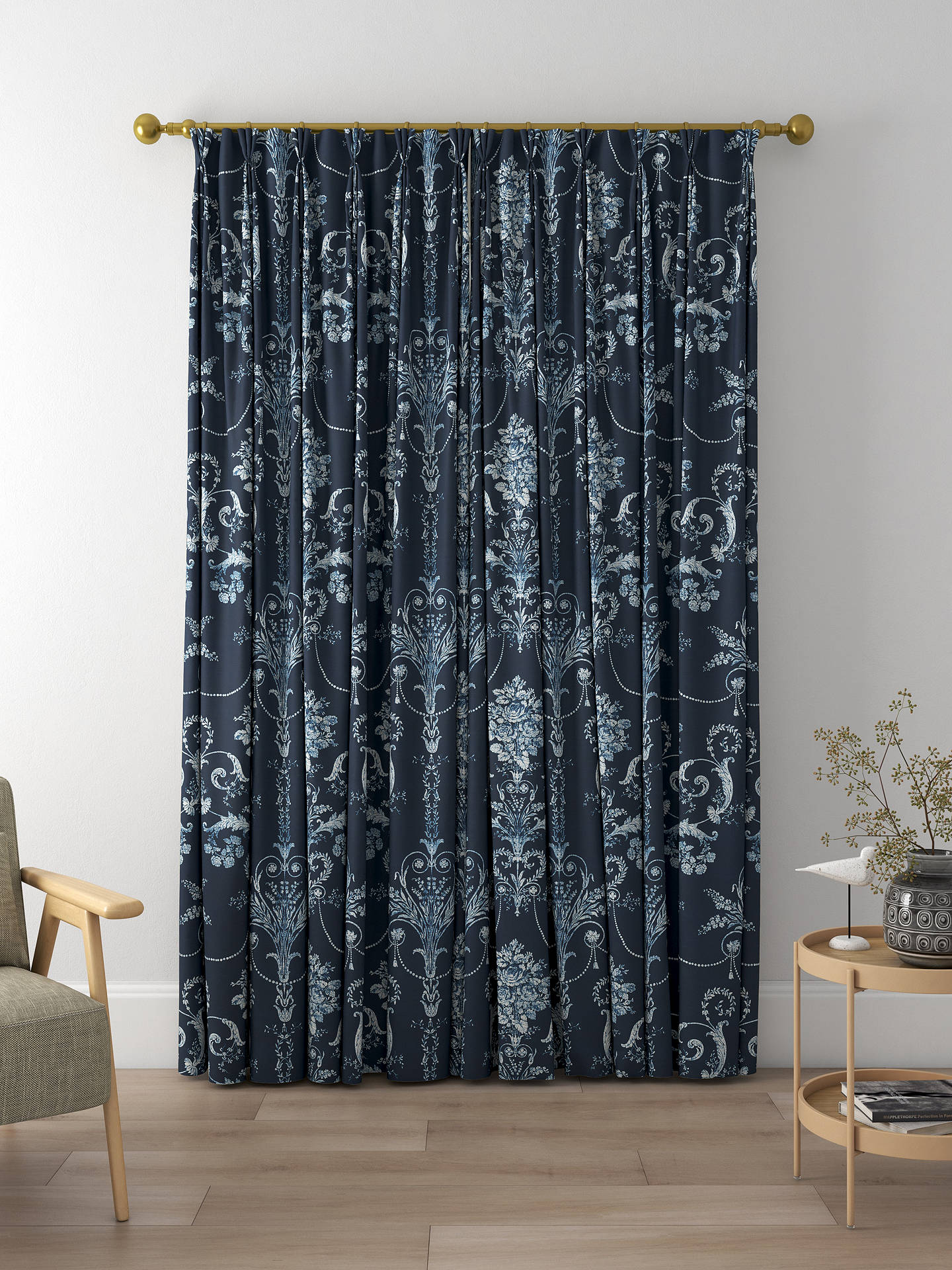 Laura Ashley Josette Made to Measure Curtains, Midnight