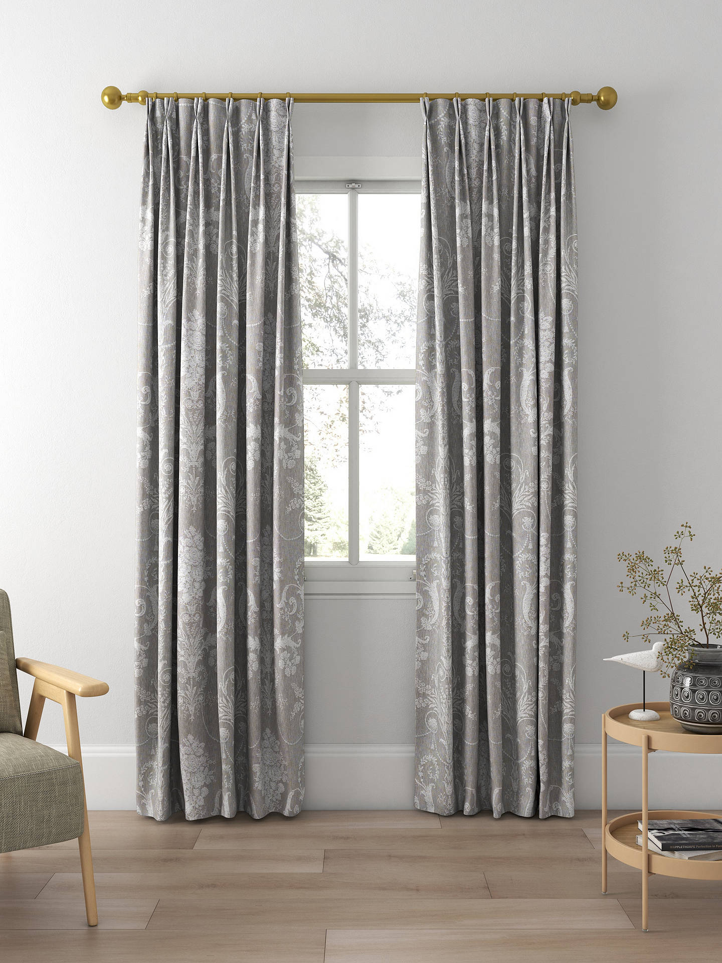 Laura Ashley Josette Woven Made to Measure Curtains, Steel
