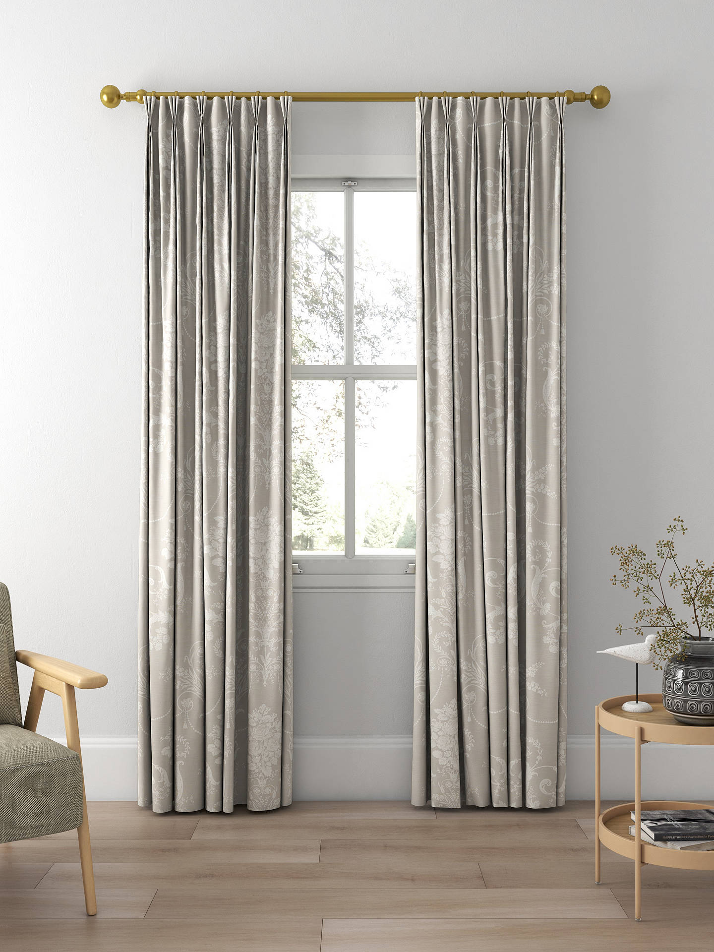 Laura Ashley Josette Made to Measure Curtains, Dove Grey