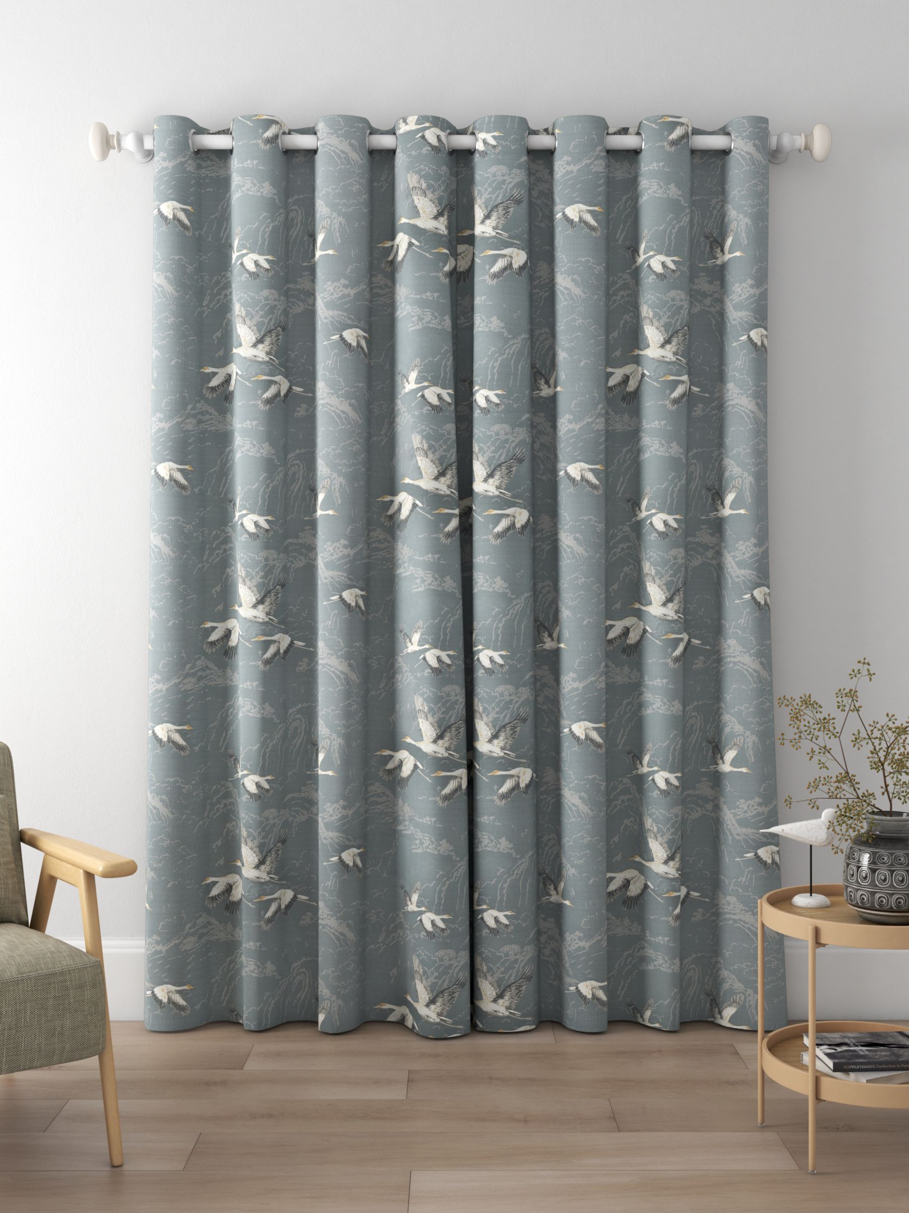 Laura Ashley Animalia Made to Measure Curtains, Steel