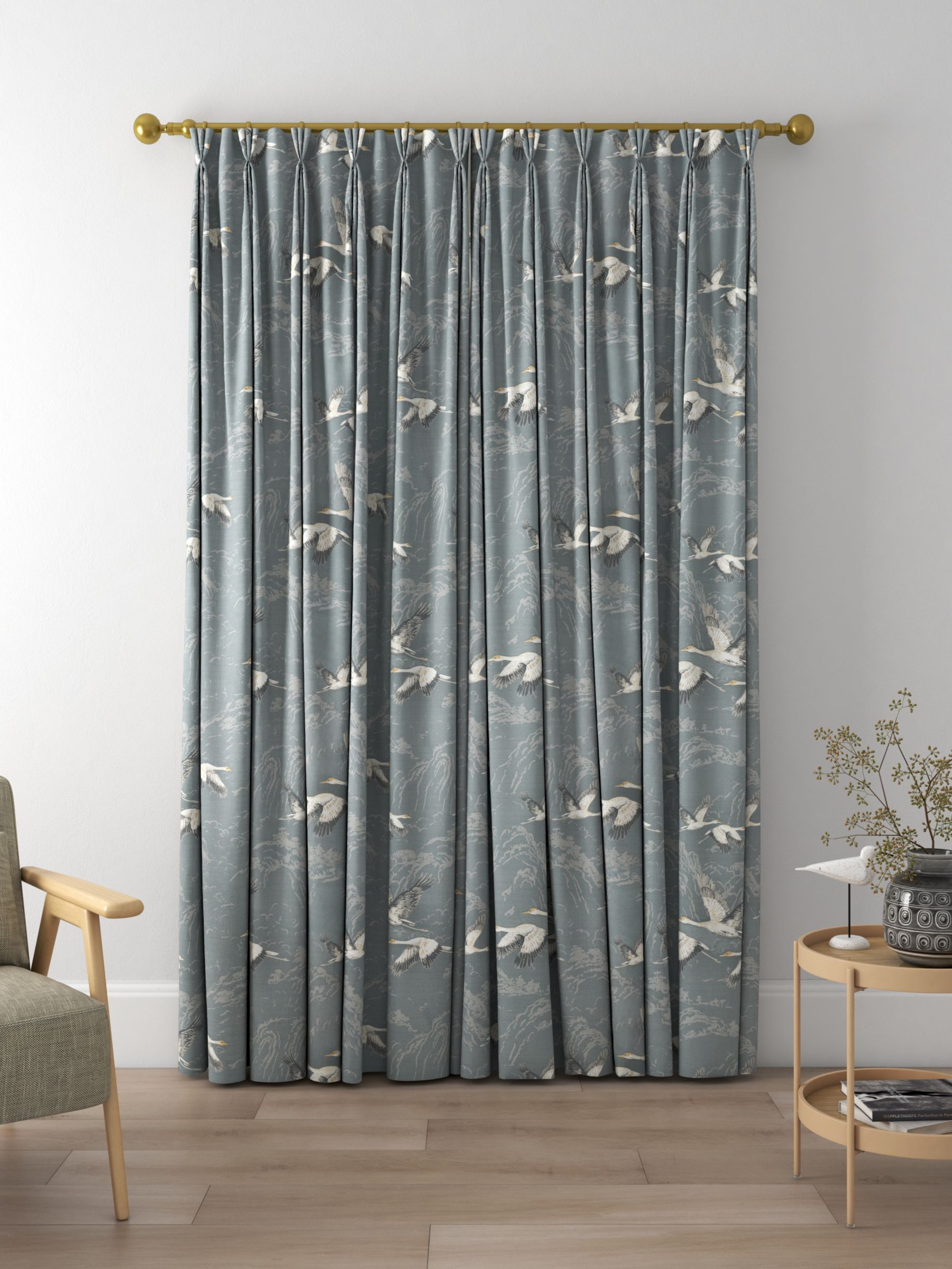 Laura Ashley Animalia Made to Measure Curtains, Steel