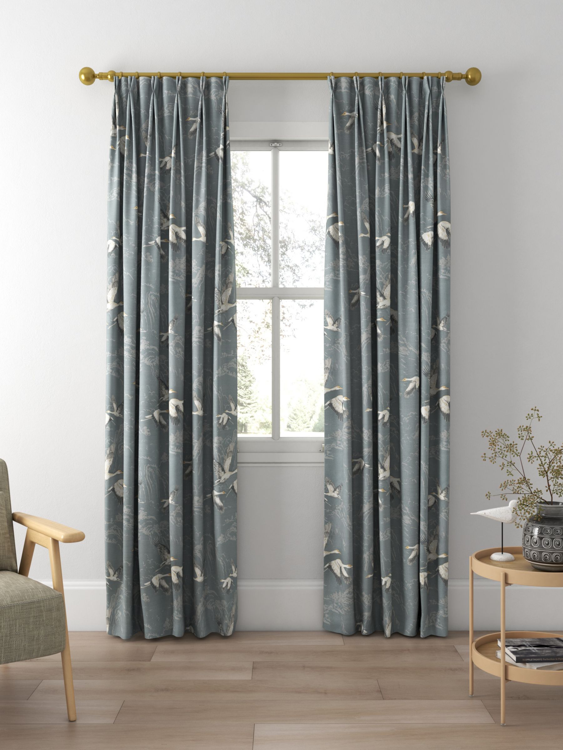 Laura Ashley Animalia Made to Measure Curtains, Steel