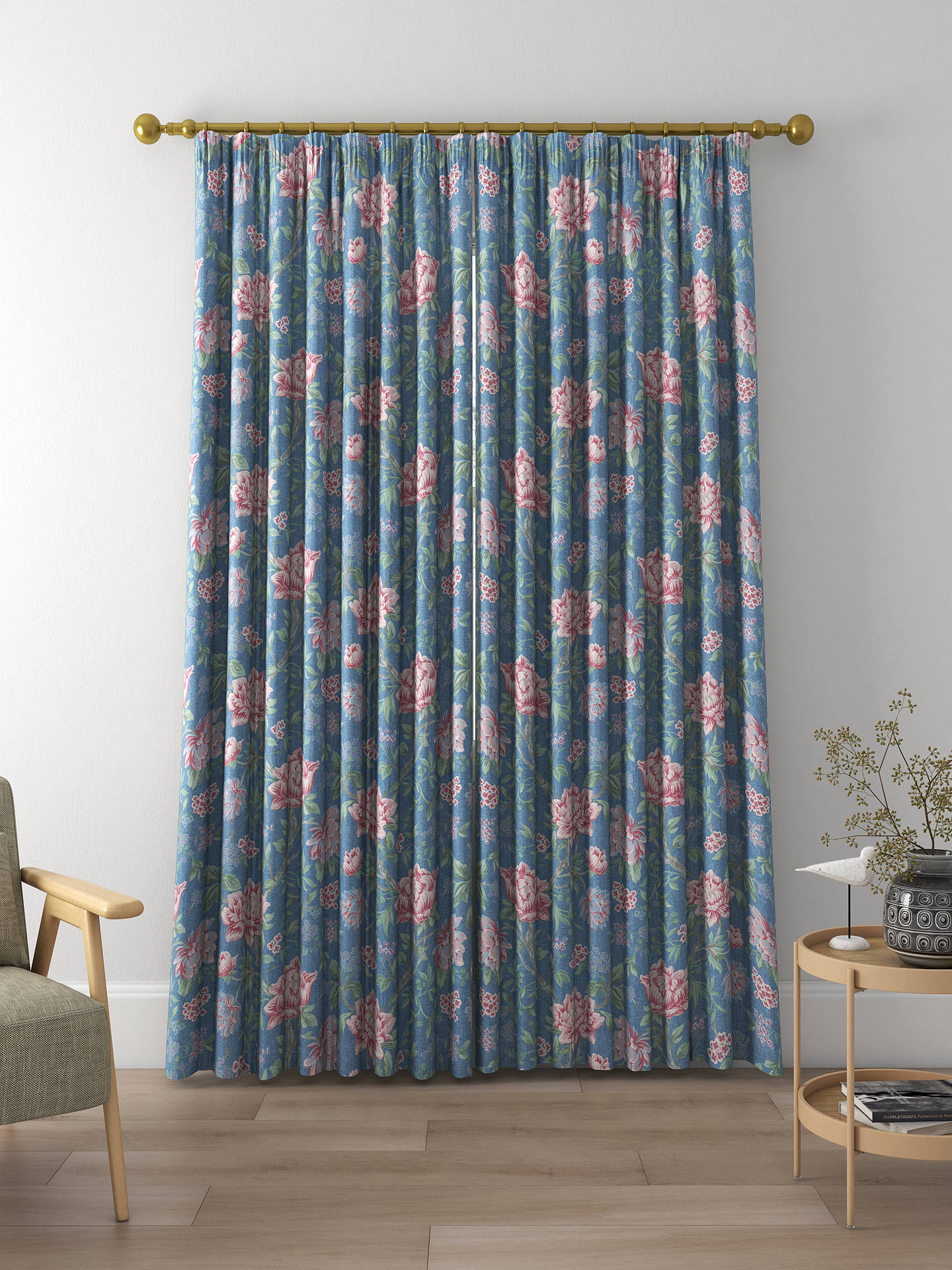 Laura Ashley Tapestry Floral Made to Measure Curtains, Dusky Seaspray