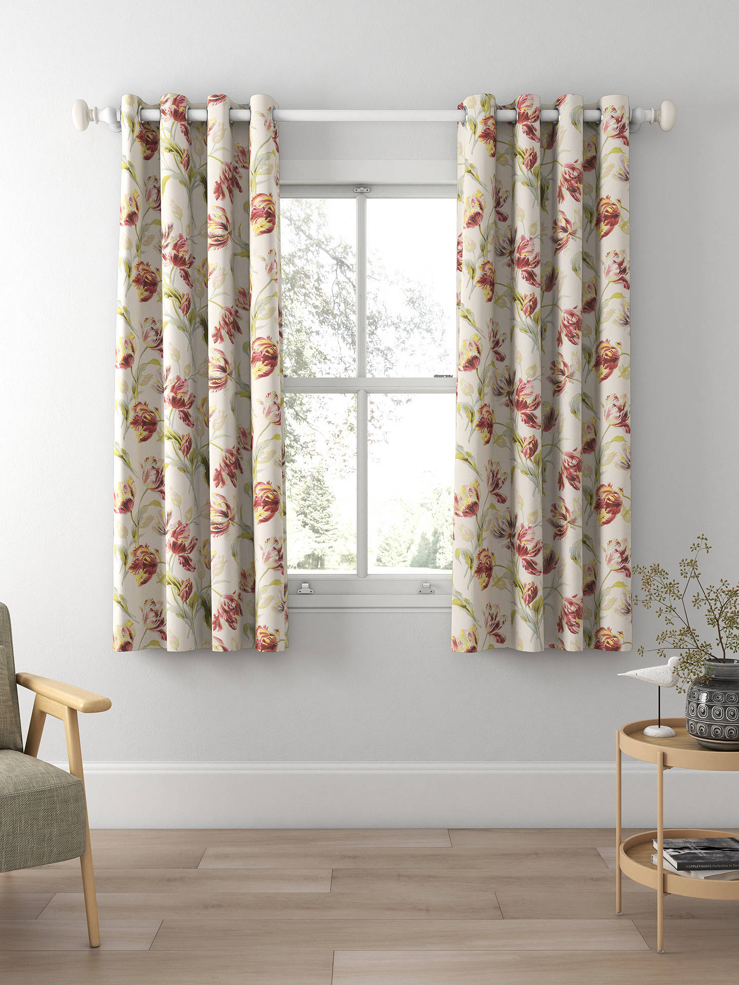 Laura Ashley Gosford Meadow Made to Measure Curtains, Cranberry
