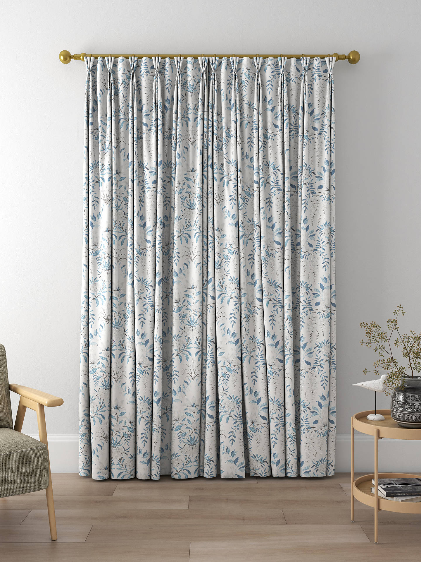 Laura Ashley Parterre Made to Measure Curtains, White/Seaspray