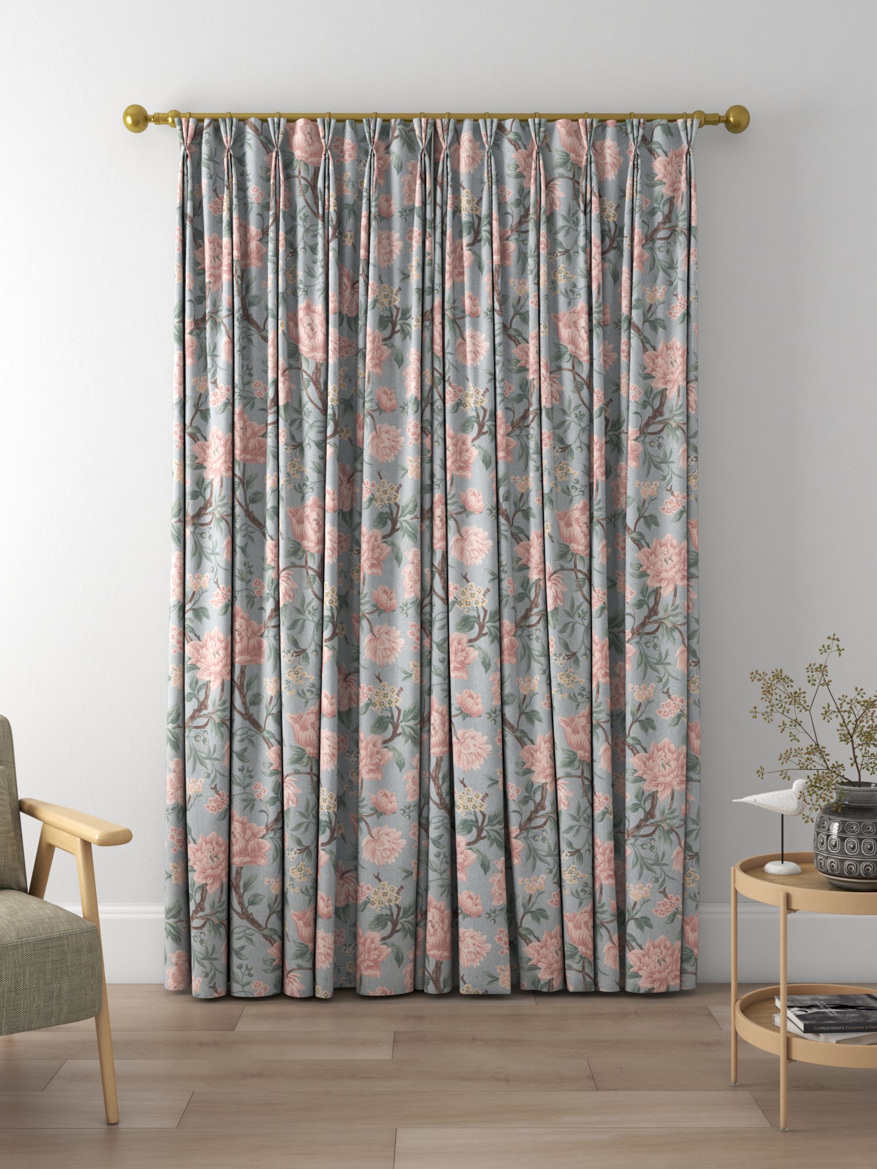 Laura Ashley Tapestry Floral Chenille Made to Measure Curtains, Blush