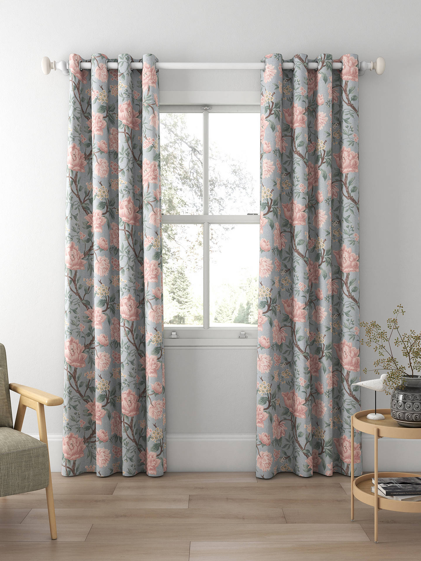 Laura Ashley Tapestry Floral Chenille Made to Measure Curtains, Blush