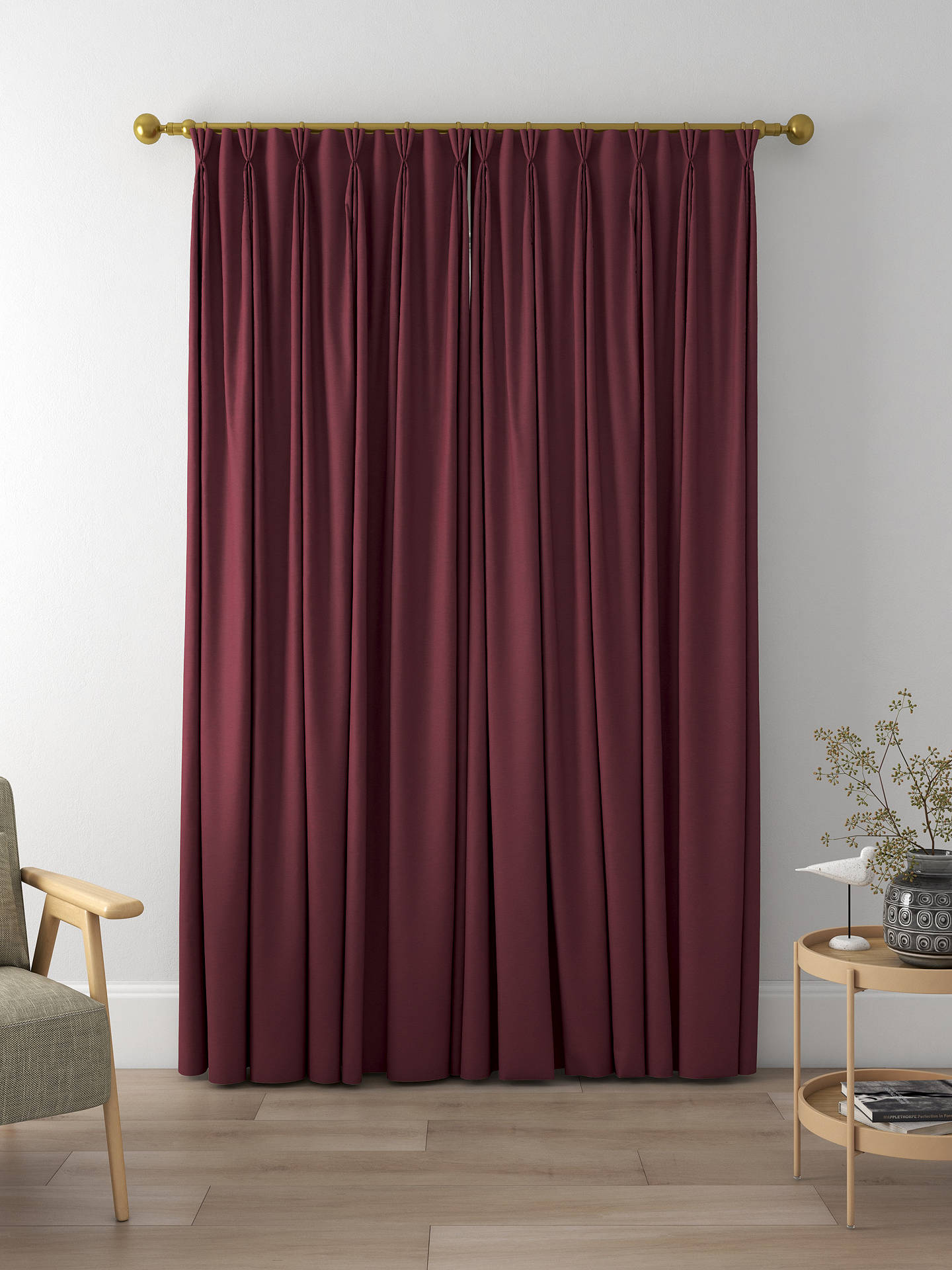 Laura Ashley Swanson Made to Measure Curtains, Dark Cranberry