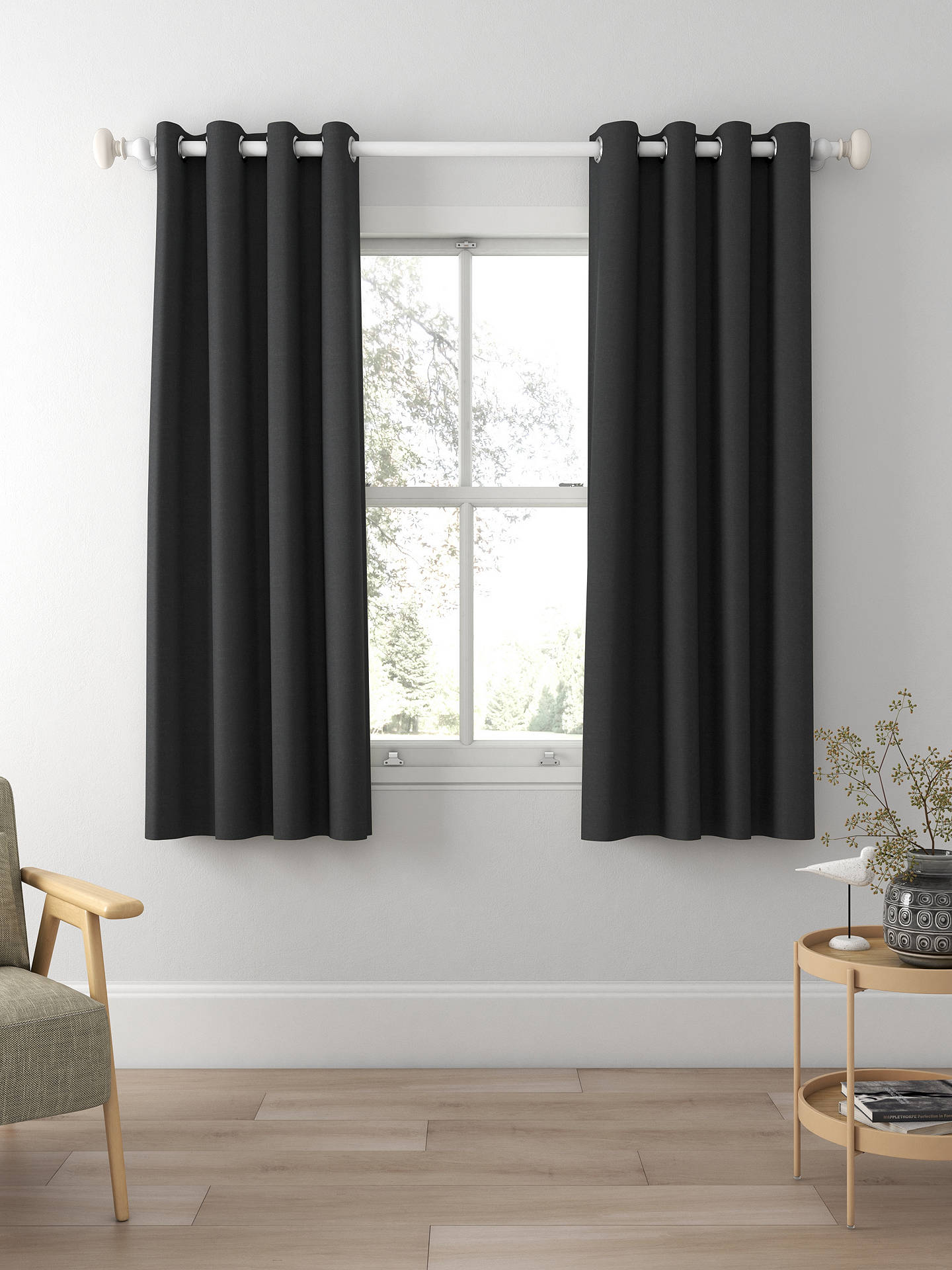 Laura Ashley Swanson Made to Measure Curtains, Charcoal