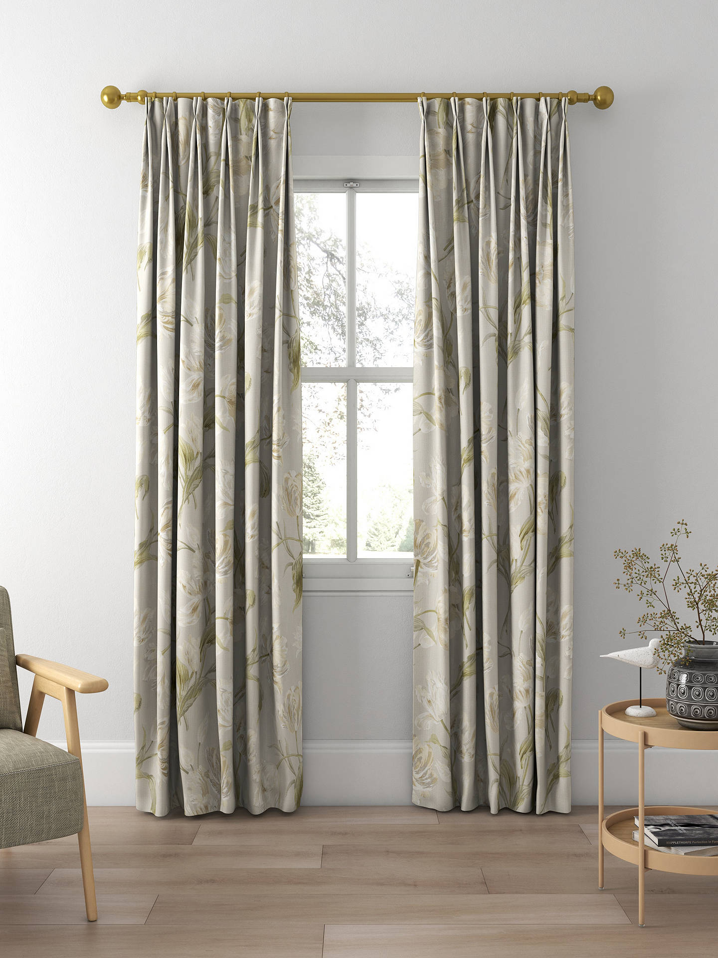 Laura Ashley Gosford Meadow Made to Measure Curtains, Sage