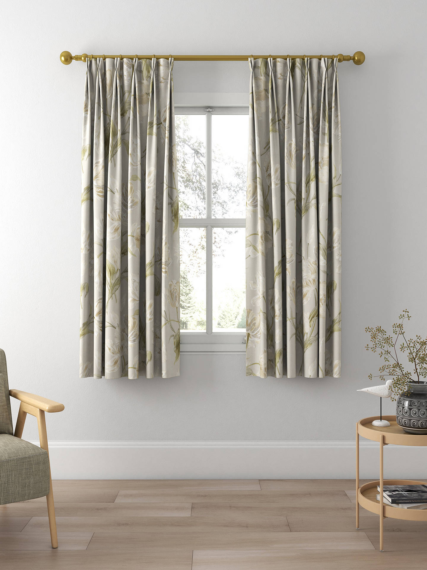Laura Ashley Gosford Meadow Made to Measure Curtains, Sage